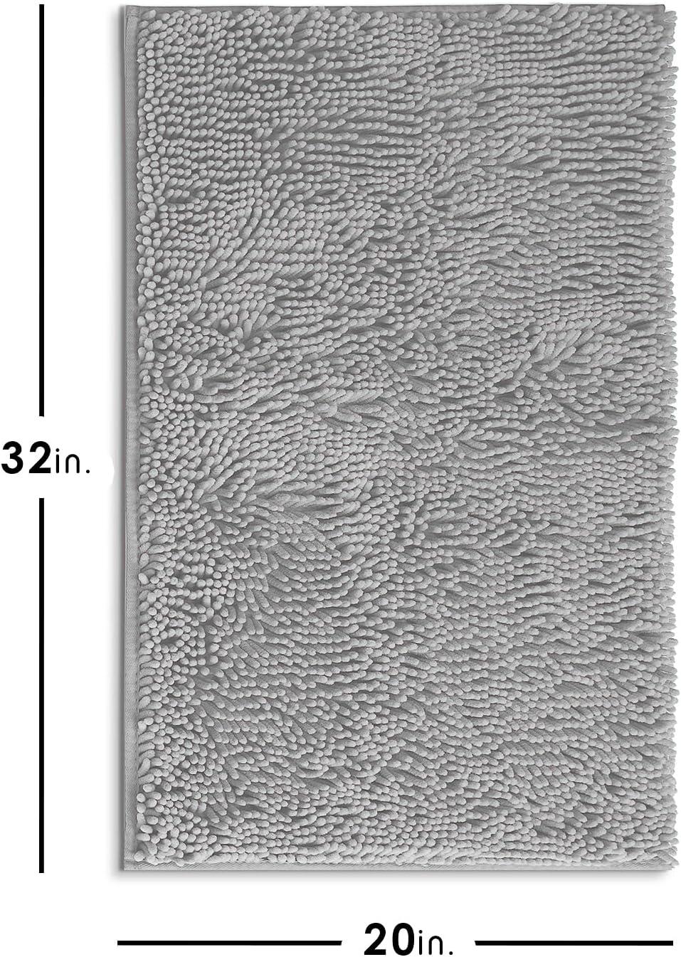 Hearth & Harbor Bathroom Rugs, Chenille Bath Mat - Light Gray Bath Rug, 20x32