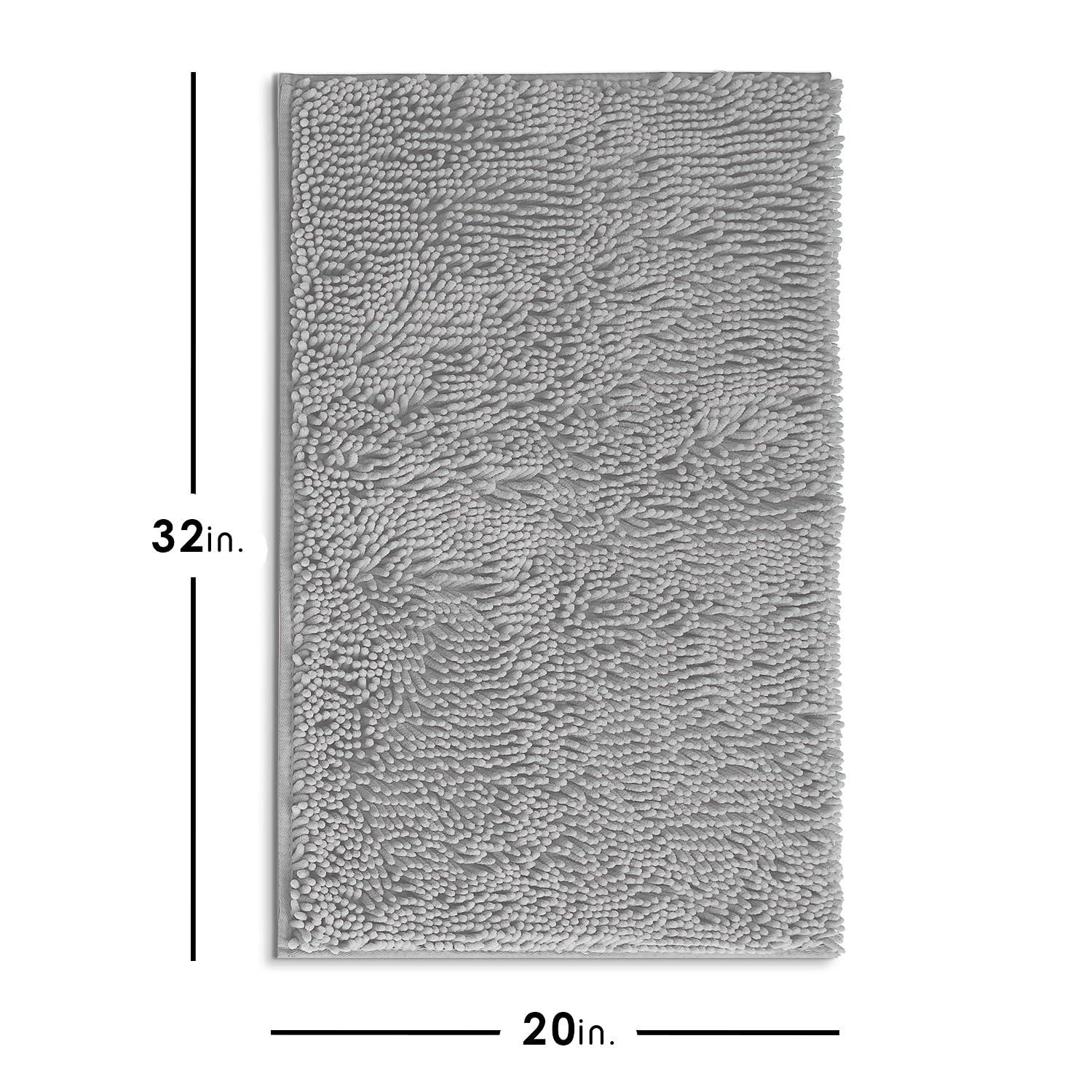 Hearth & Harbor Bathroom Rugs, Chenille Bath Mat - Light Gray Bath Rug, 20x32