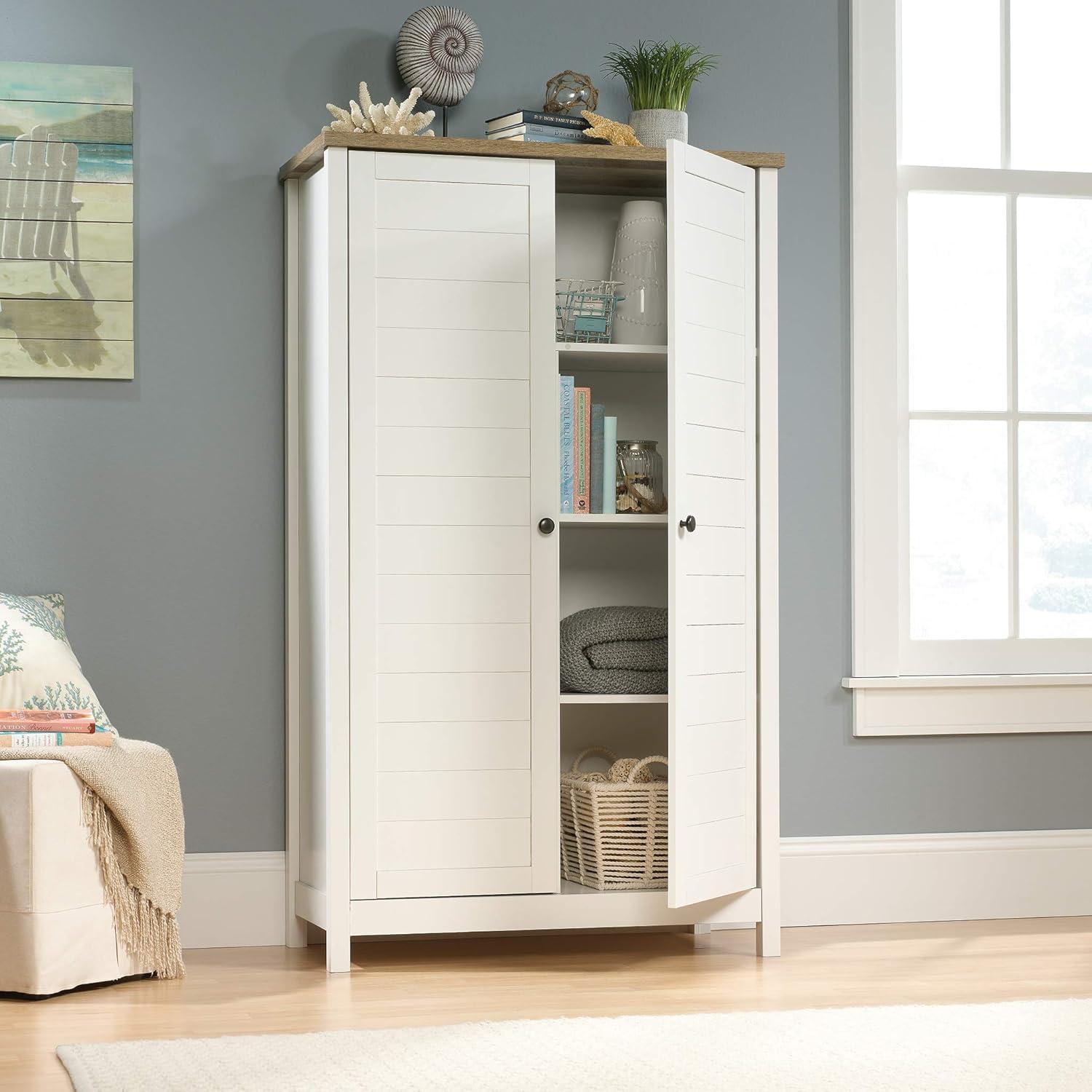 Cottage Road Soft White Freestanding Office Storage Cabinet with Adjustable Shelving