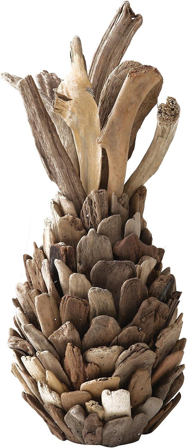Driftwood Pineapple Decorative Sculpture (7.75"x16.5") - Storied Home: Unique Bohemian Style, Indoor Summer Accent