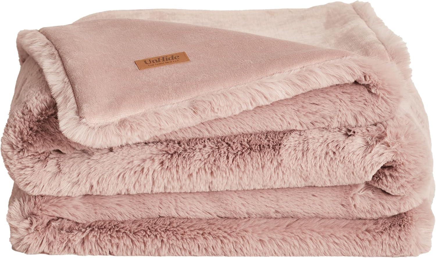 Medium Rosy Faux Fur Reversible Baby Throw Blanket