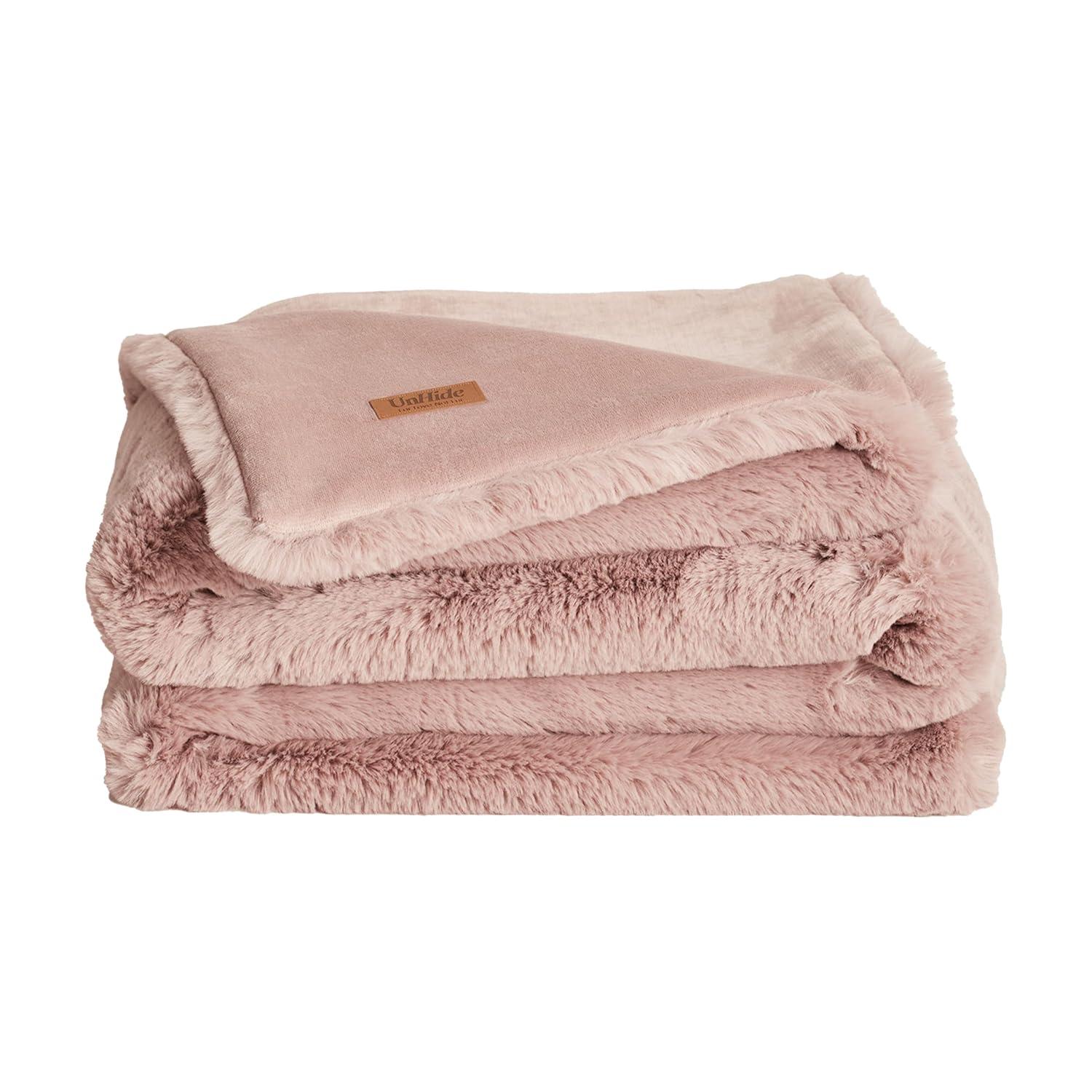 Medium Rosy Faux Fur Reversible Baby Throw Blanket