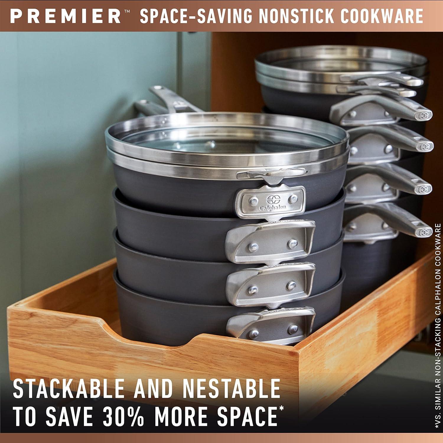 Calphalon Premier Space-Saving MineralShield Nonstick 12-Quart Stock Pot with Lid