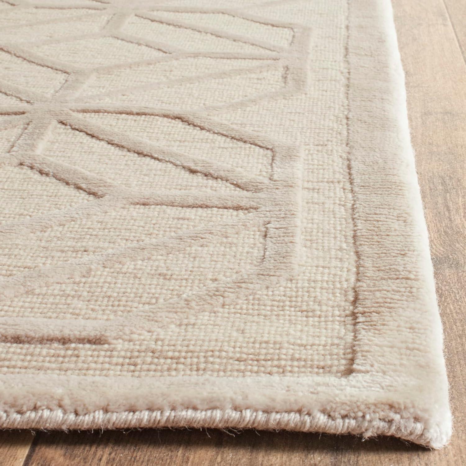 Pearl Geometric Hand-Knotted Wool and Viscose 9' x 12' Rug