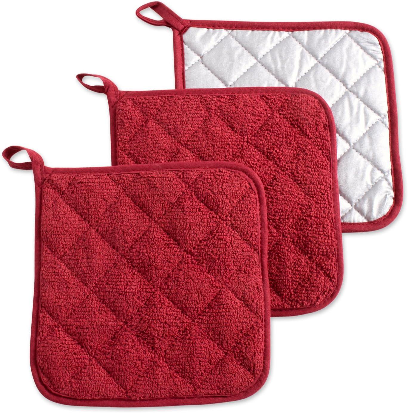 Barn Red Quilted Cotton Potholder Set of 3