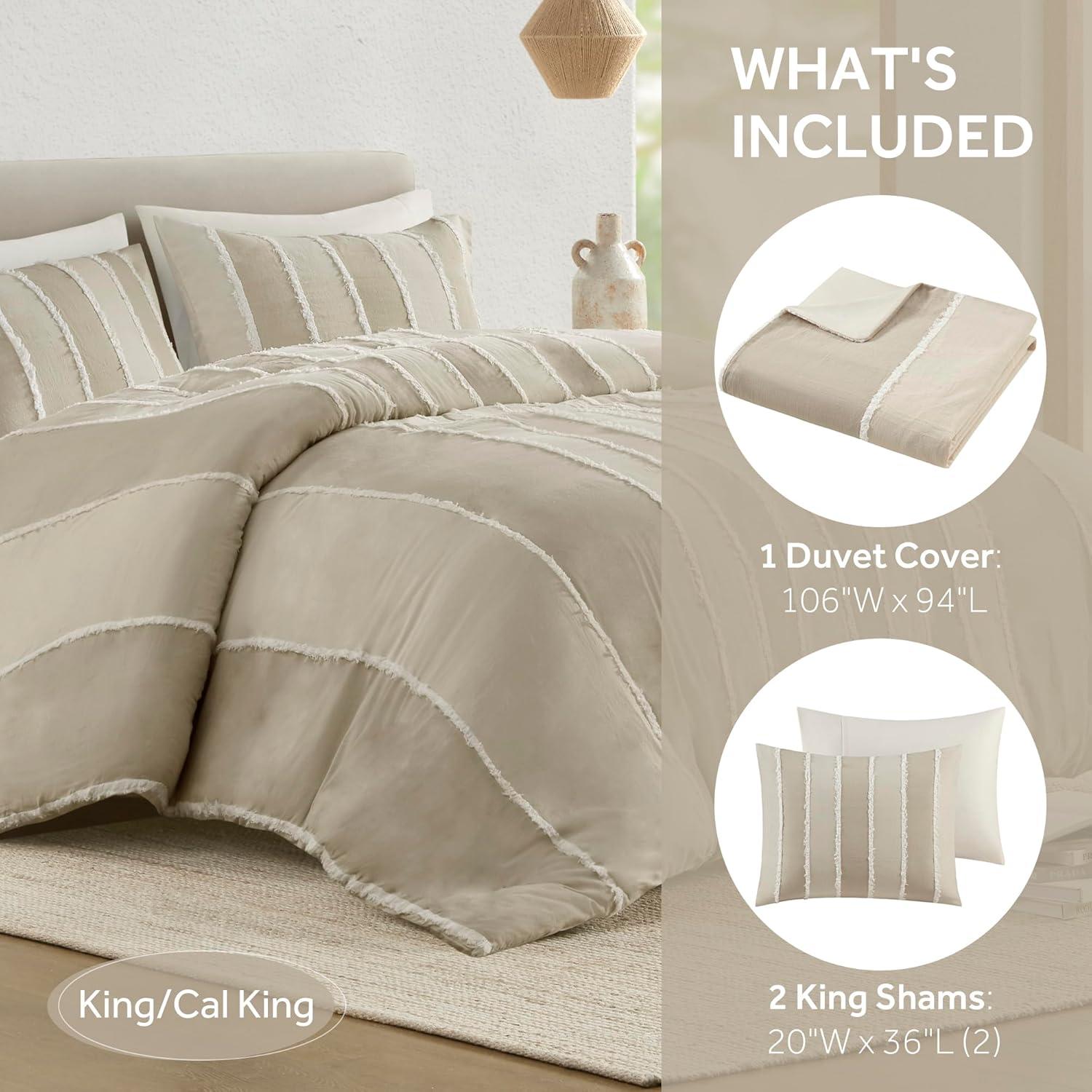 INK+IVY Shay 3 Piece Striped Cotton Duvet Cover Set