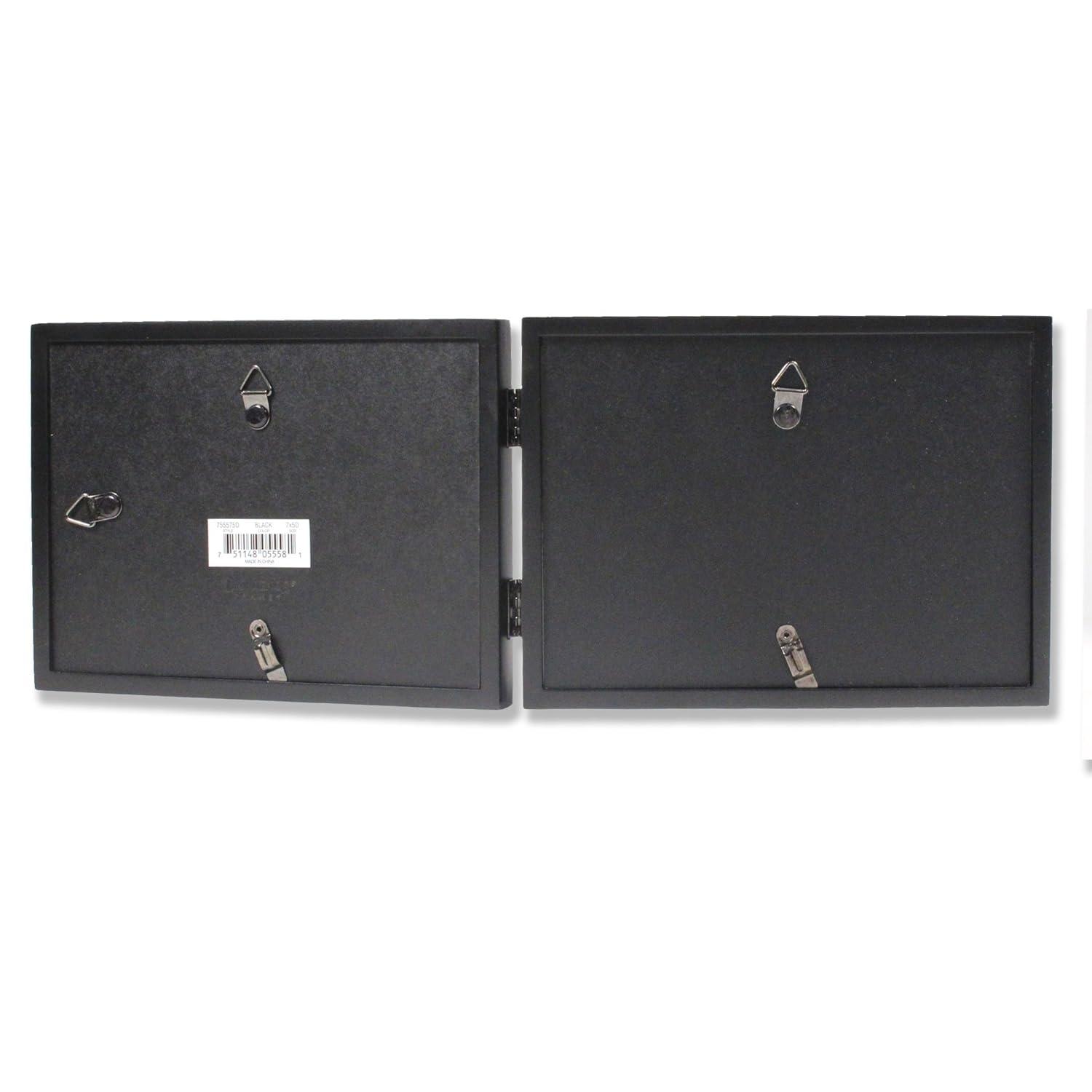 Lawrence Frames 5x7 Hinged Double (Horizontal) Black Wood Picture Frame - Gallery Collection 755575D