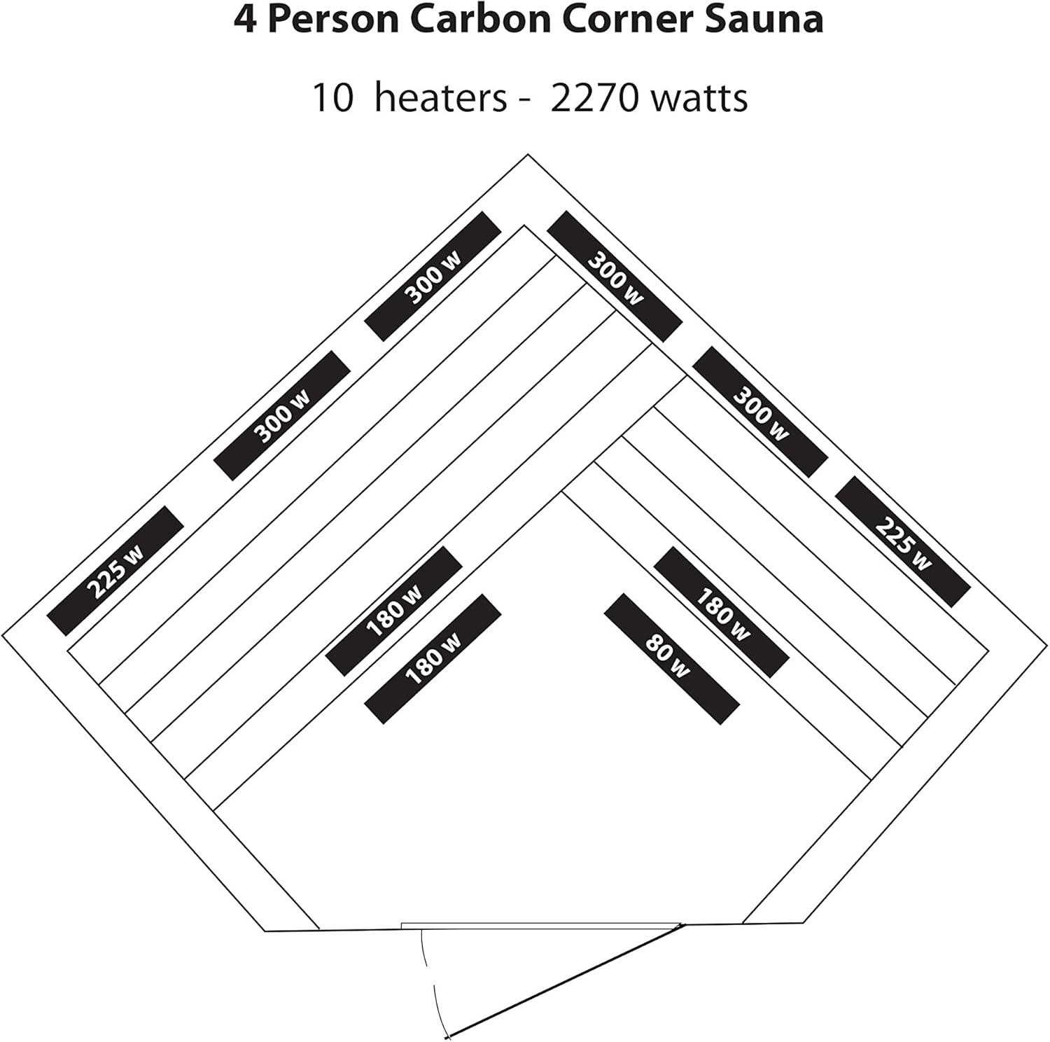 Hemlock 4-Person Corner Infrared Sauna with Carbon Heaters