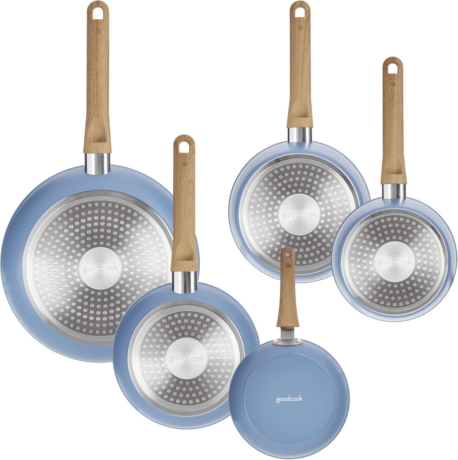 GoodCook 10-Piece Healthy Ceramic Titanium-Infused Cookware Set, Light Blue