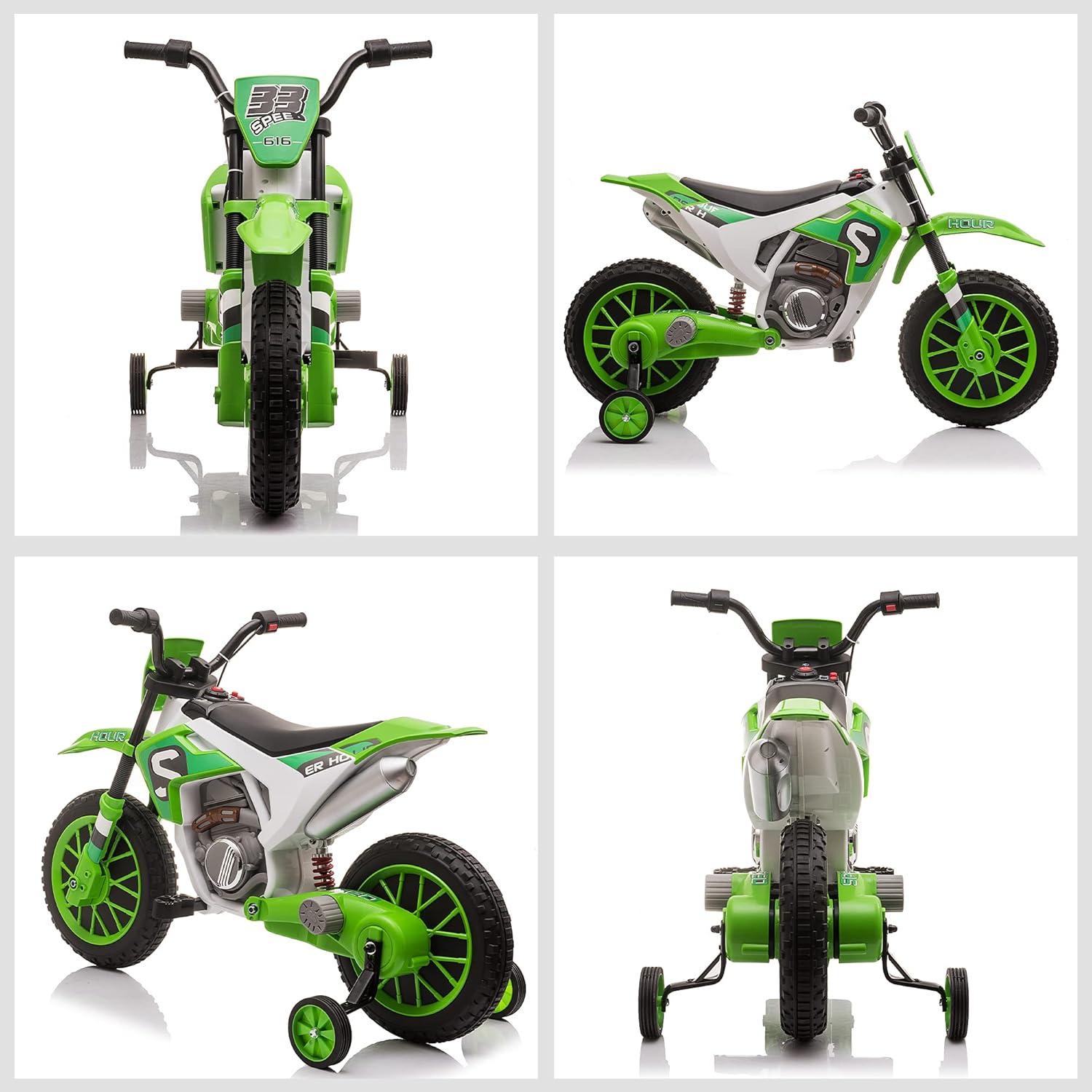 Aosom 12V Kids Motorcycle Dirt Bike Electric Ride-On Toy Off Road, Green