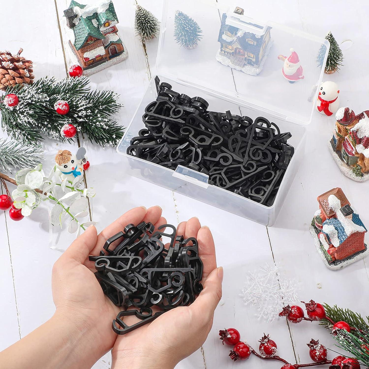Marsui Christmas Light Clip Outdoor Gutter Hook Weatherproof Outdoor Light Clip Holiday Light Clip for Christmas Decoration String Light (Black, 120 Pieces)