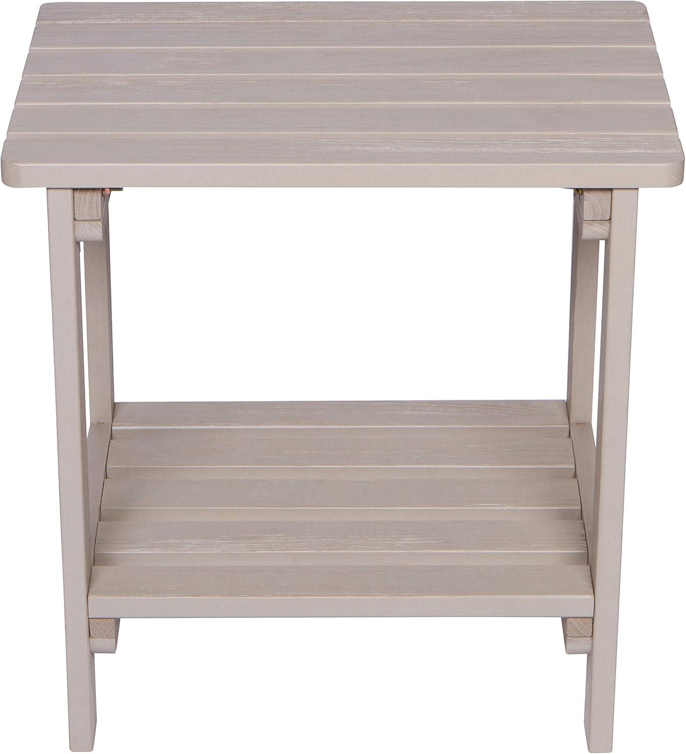 Shine Company Rectangular Traditional Wooden Indoor/Outdoor Side Table in Gray