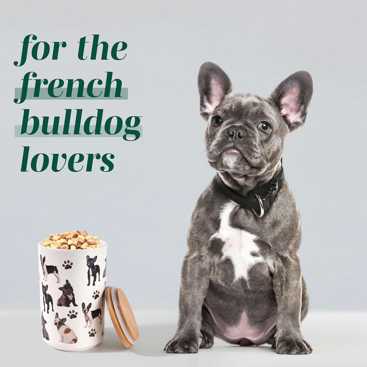 Greenline Goods Premium Dog Treat Ceramic Canister Set – French Bulldog Airtight Canister for Fresh Treats, Ceramic Jar & Containers with Lids, Farmhouse Canisters, Ideal Kitchen Canisters