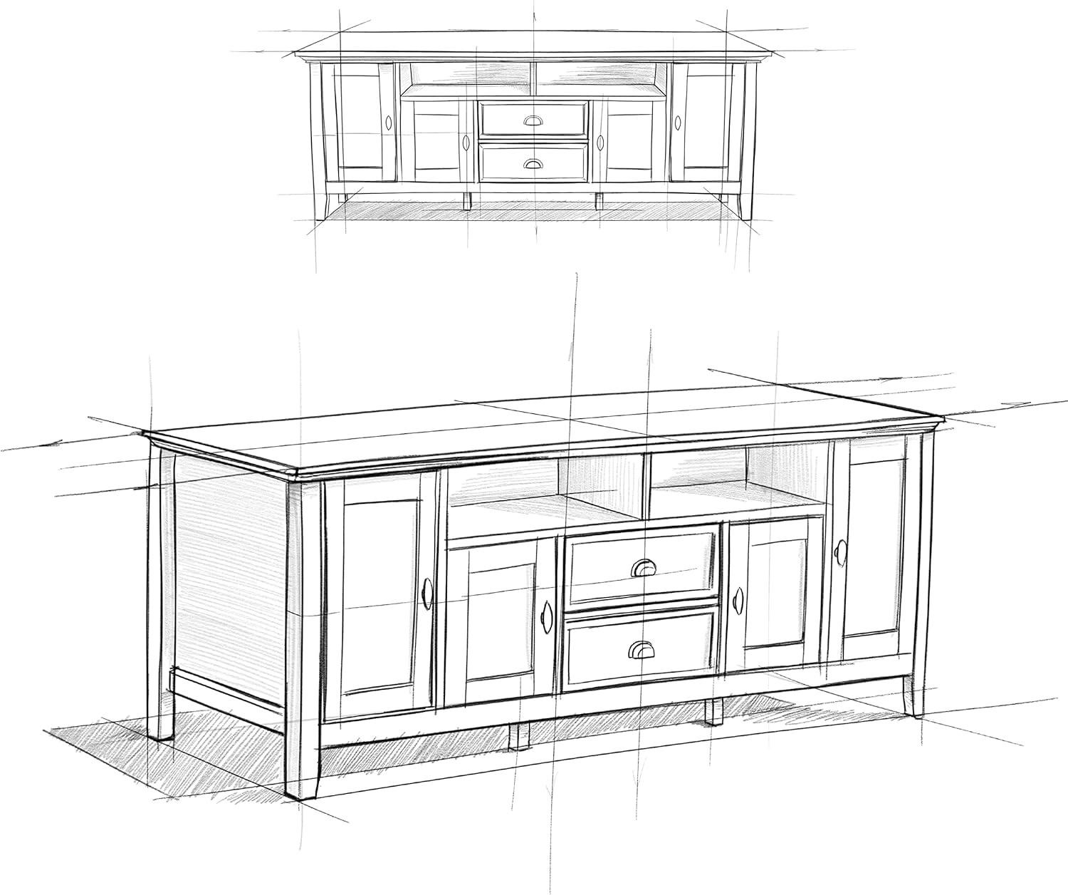 Redmond SOLID WOOD 72 in Wide TV Media Stand & For TVs up to 80 inches