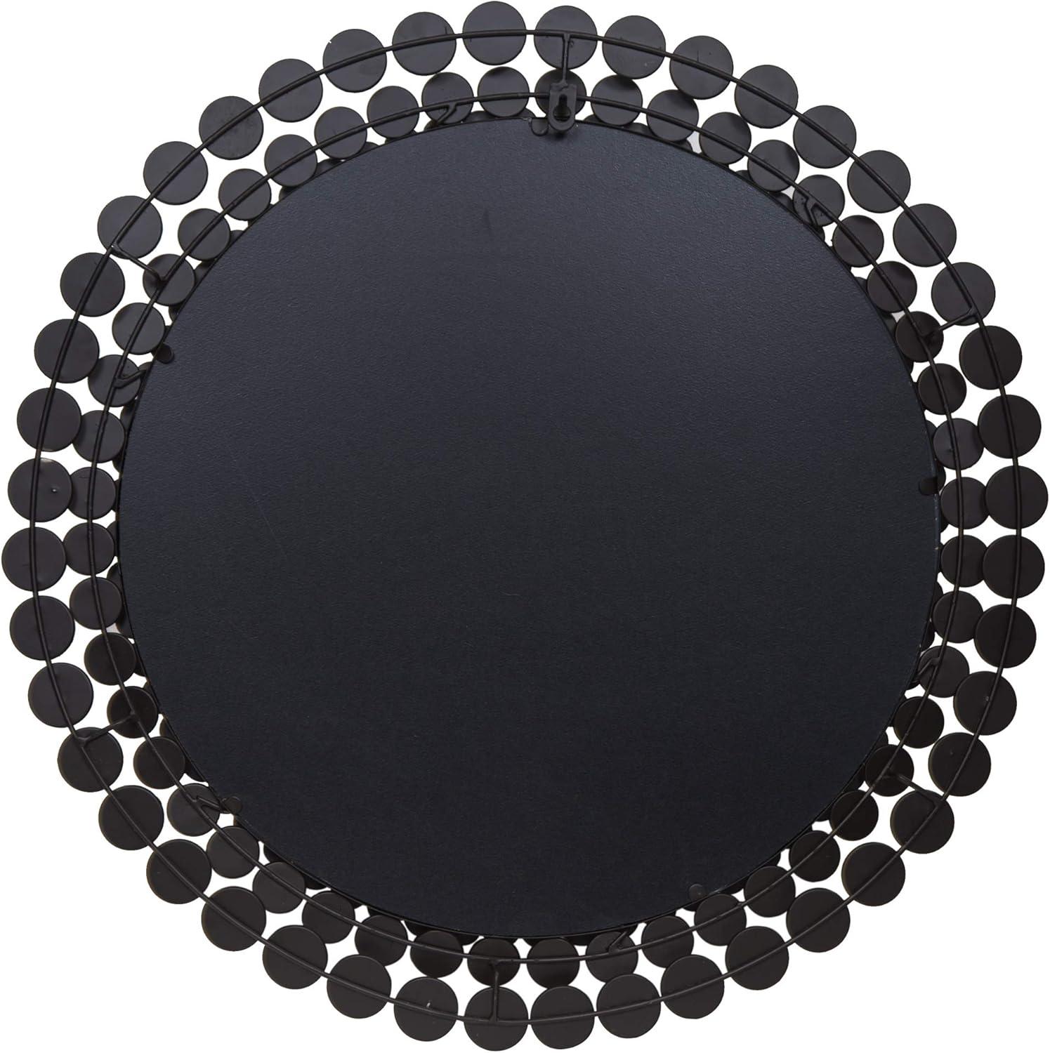 Glamorous Round Jeweled Metal and Glass Wall Mirror