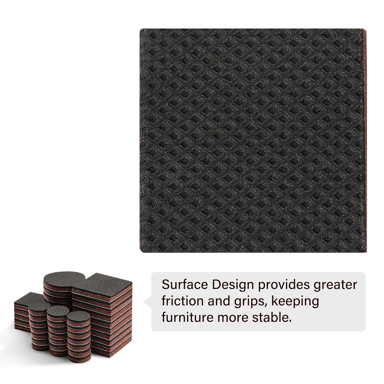 HAUSHOF 46-Piece Felt Furniture Pads, No Slip Furniture Pads Floor Protectors for Hardwood & Laminate Floors, Includes 2''(20pcs), 1.5''(5pcs), 1''(21pcs), Self-Adhesive, Anti-Scratch, Brown