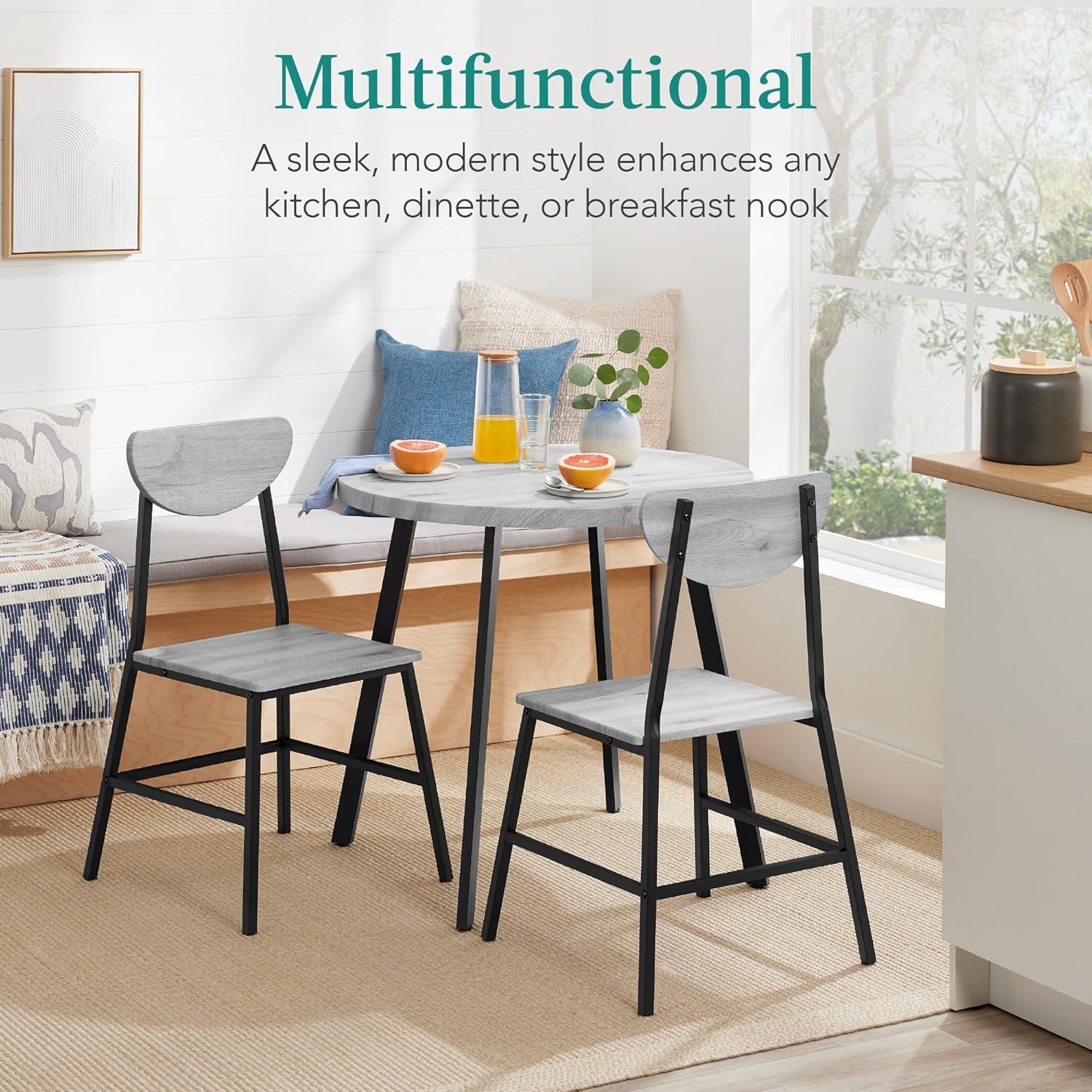 Best Choice Products 3-Piece Mid-Century Modern Round Dining Set w/ 2 Chairs, Angled Legs