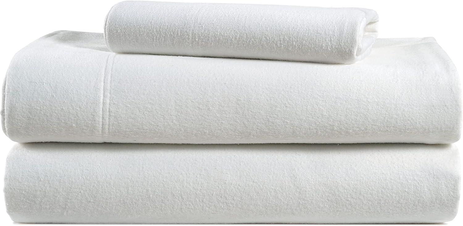 Twin Solid Flannel Sheet Set White - Eddie Bauer