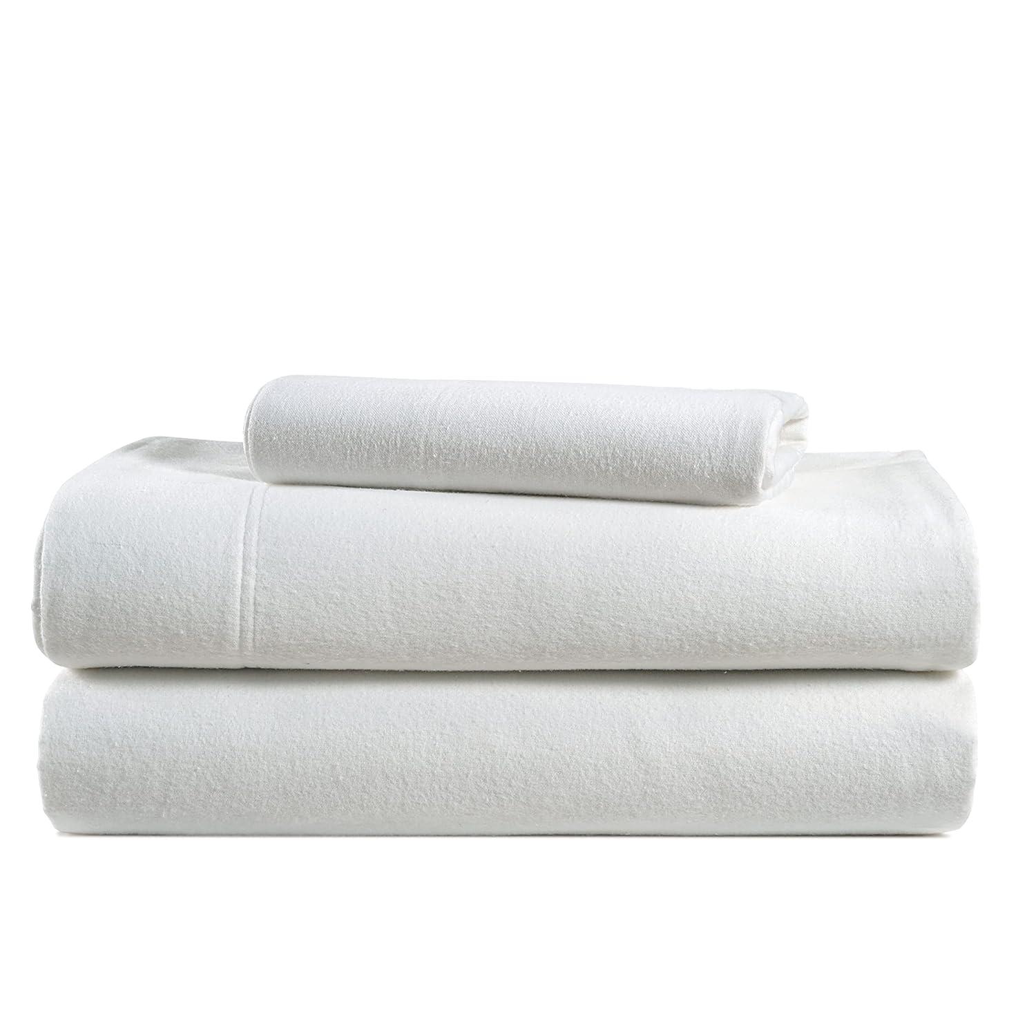 Twin Solid Flannel Sheet Set White - Eddie Bauer