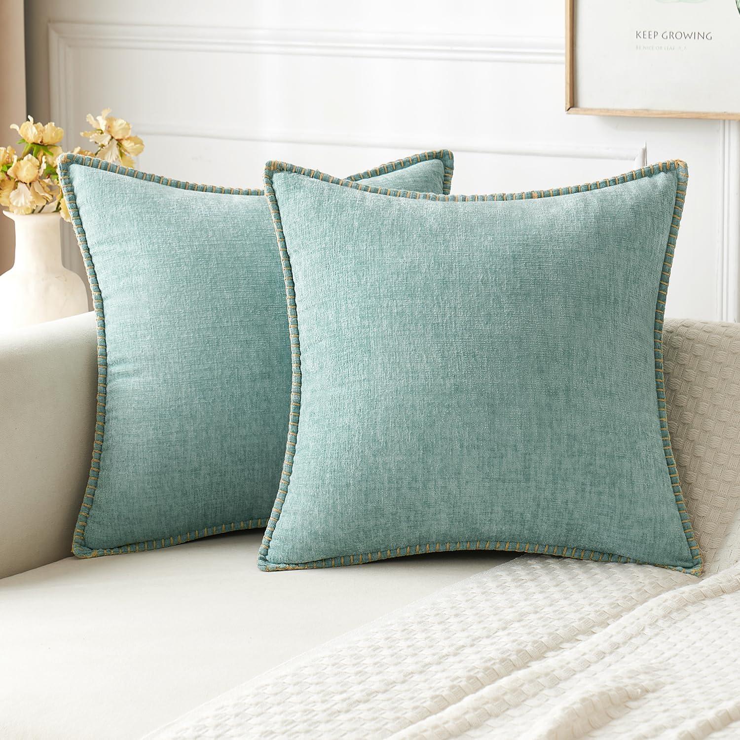 Teal Chenille 18x18 Euro Pillow Covers, Pack of 2