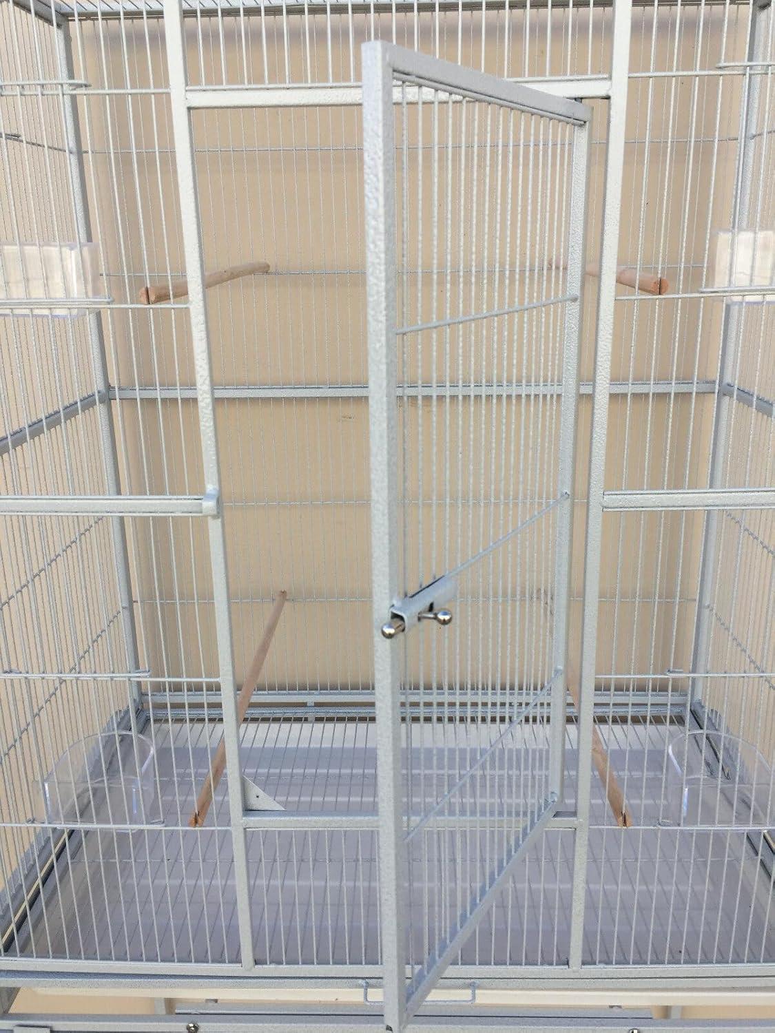 Pet Product 64" Extra Large Wrought Iron Breeding Bird Flight Cage Front Feeder Doors Side Breeding Nest Box Door Easy Clean Pull Out Tray with Removable Rolling Stand