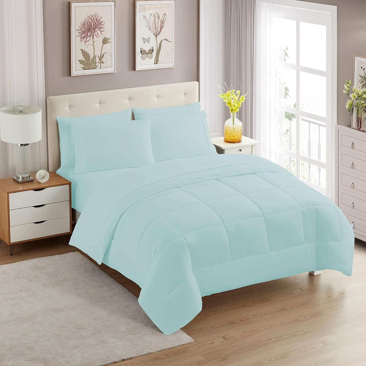 Sweet Home Collection All Season Bed-in-A-Bag 5pc/7pc Solid Color Comforter & Sheet Set Ultra Soft Bedding by Sweet Home Collection