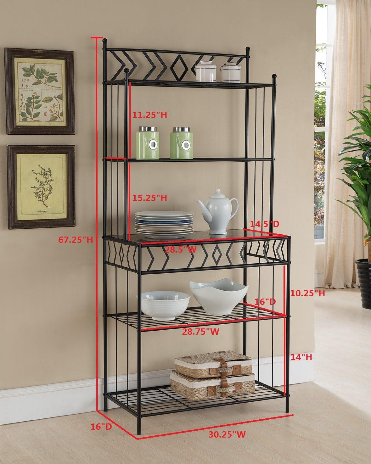 k&b furniture black metal storage bakers rack