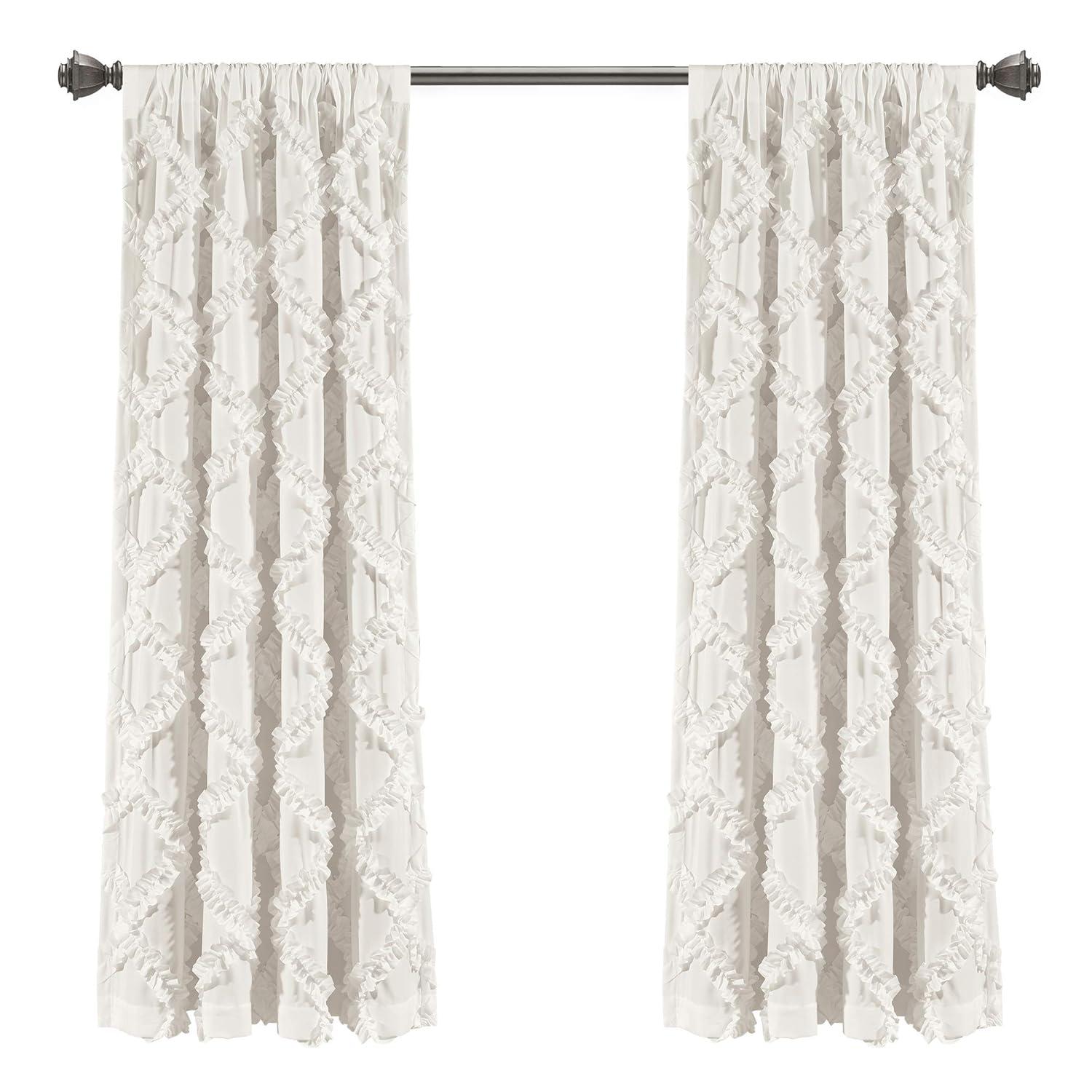 Lush Decor Ruffle Diamond Geometric Semi-Sheer Thermal Indoor Single Curtain Panel (Set of 2)