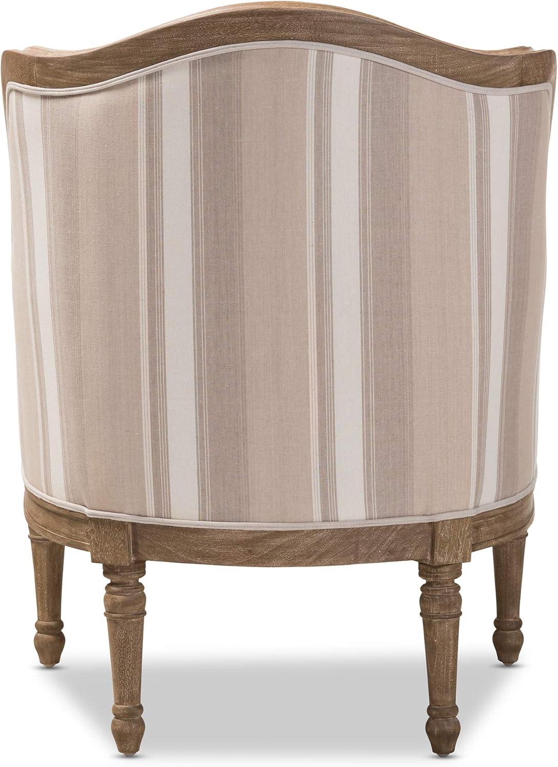 Baxton Studio Charlemagne Accent Chair in Brown and Beige