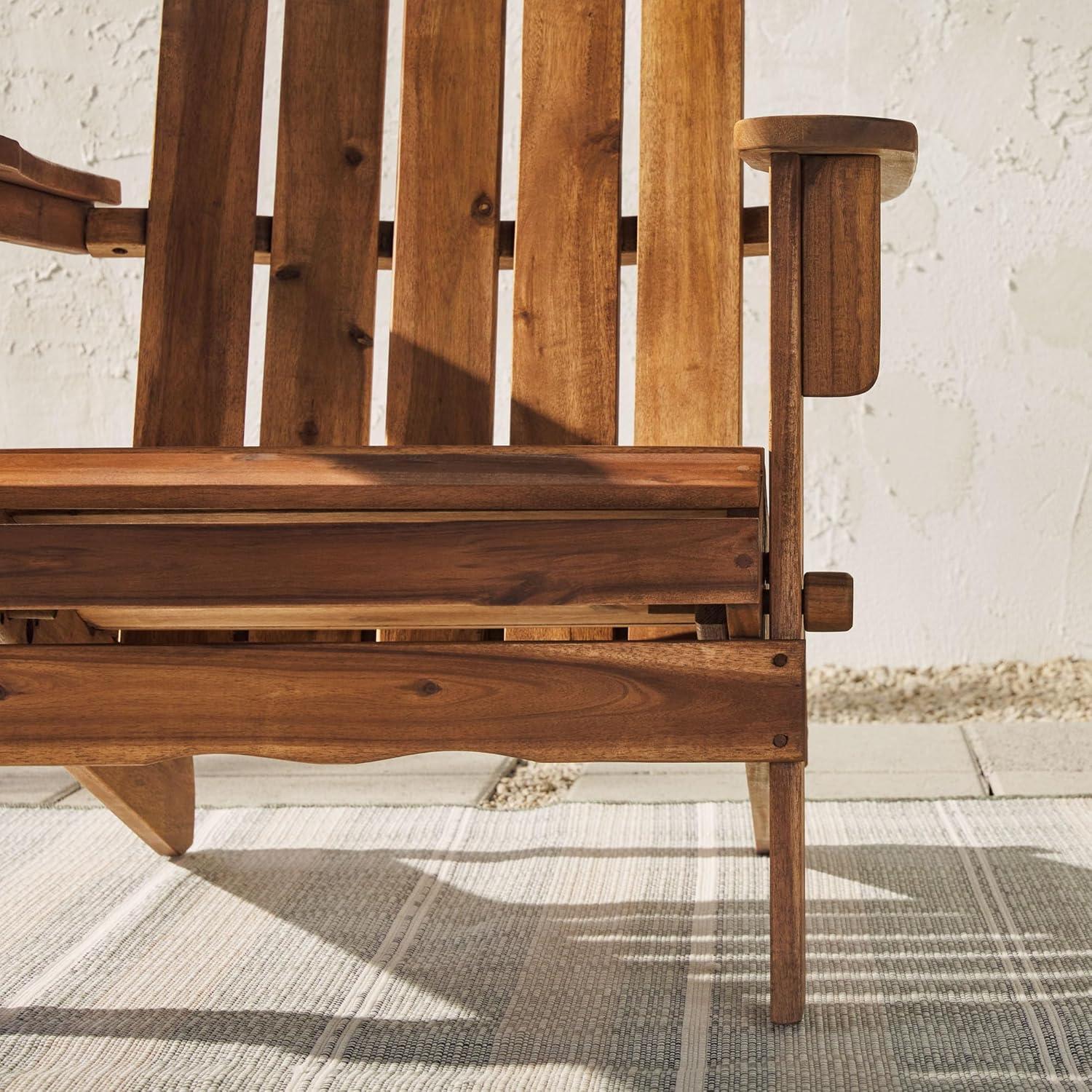 Dark Brown Acacia Wood Foldable Adirondack Outdoor Chair