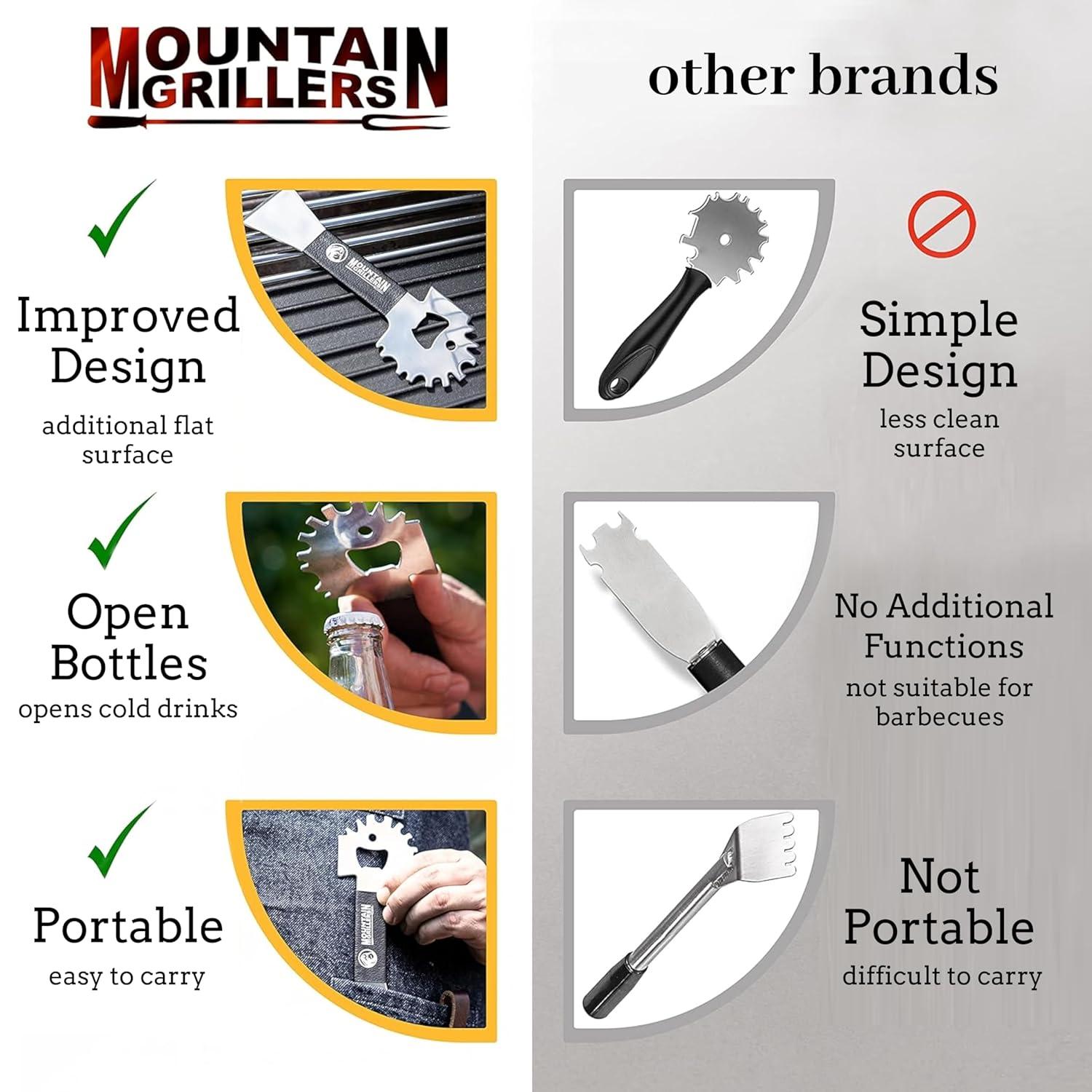 Mountain Grillers BBQ Grill Grate Scraper - Silver