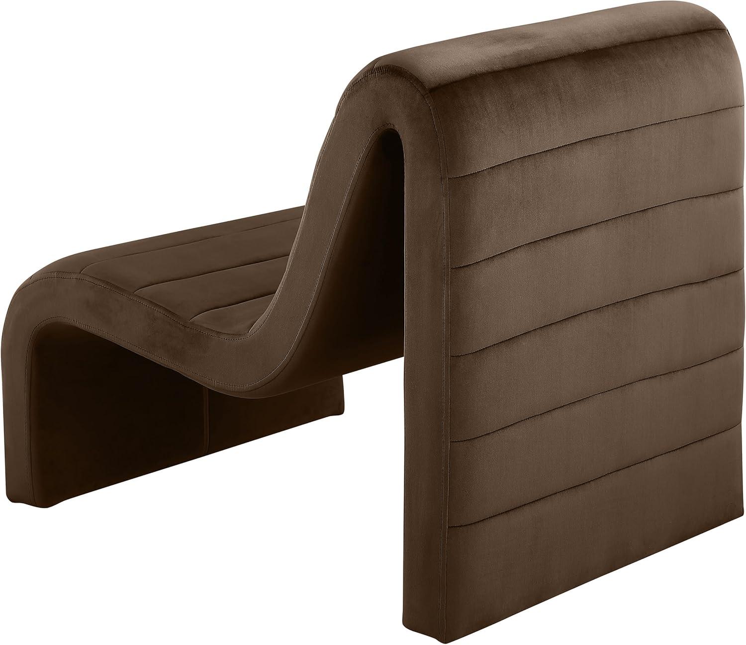 Rich Brown Velvet Channel Tufted Accent Chair