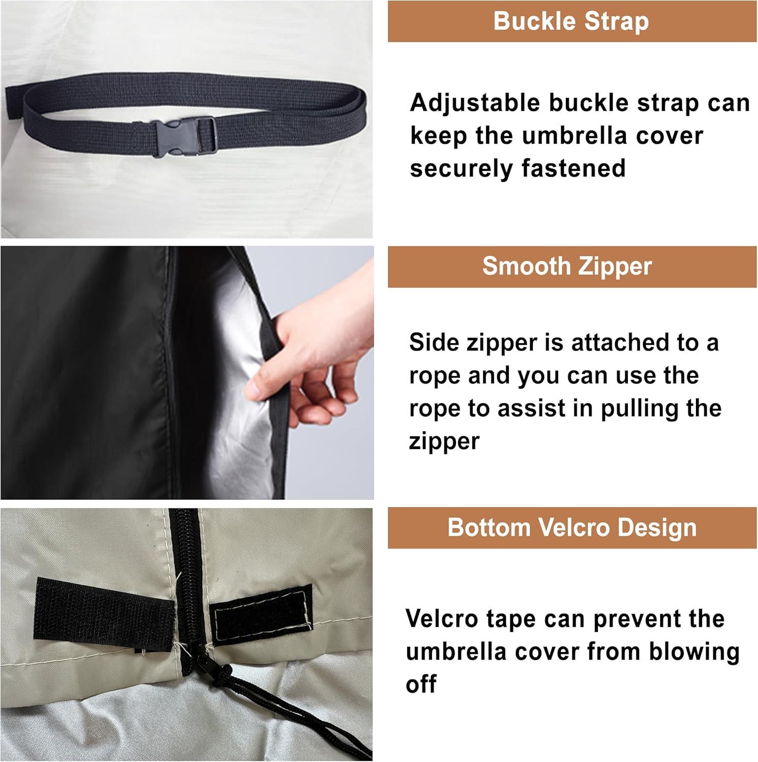 Umbrella Cover, 420D Waterproof Outdoor Patio Umbrella Cover For 8Ft To 12Ft Cantilever Offset Umbrella, Black