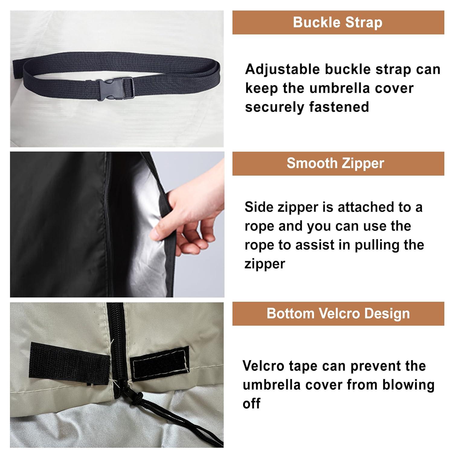 Umbrella Cover, 420D Waterproof Outdoor Patio Umbrella Cover For 8Ft To 12Ft Cantilever Offset Umbrella, Black