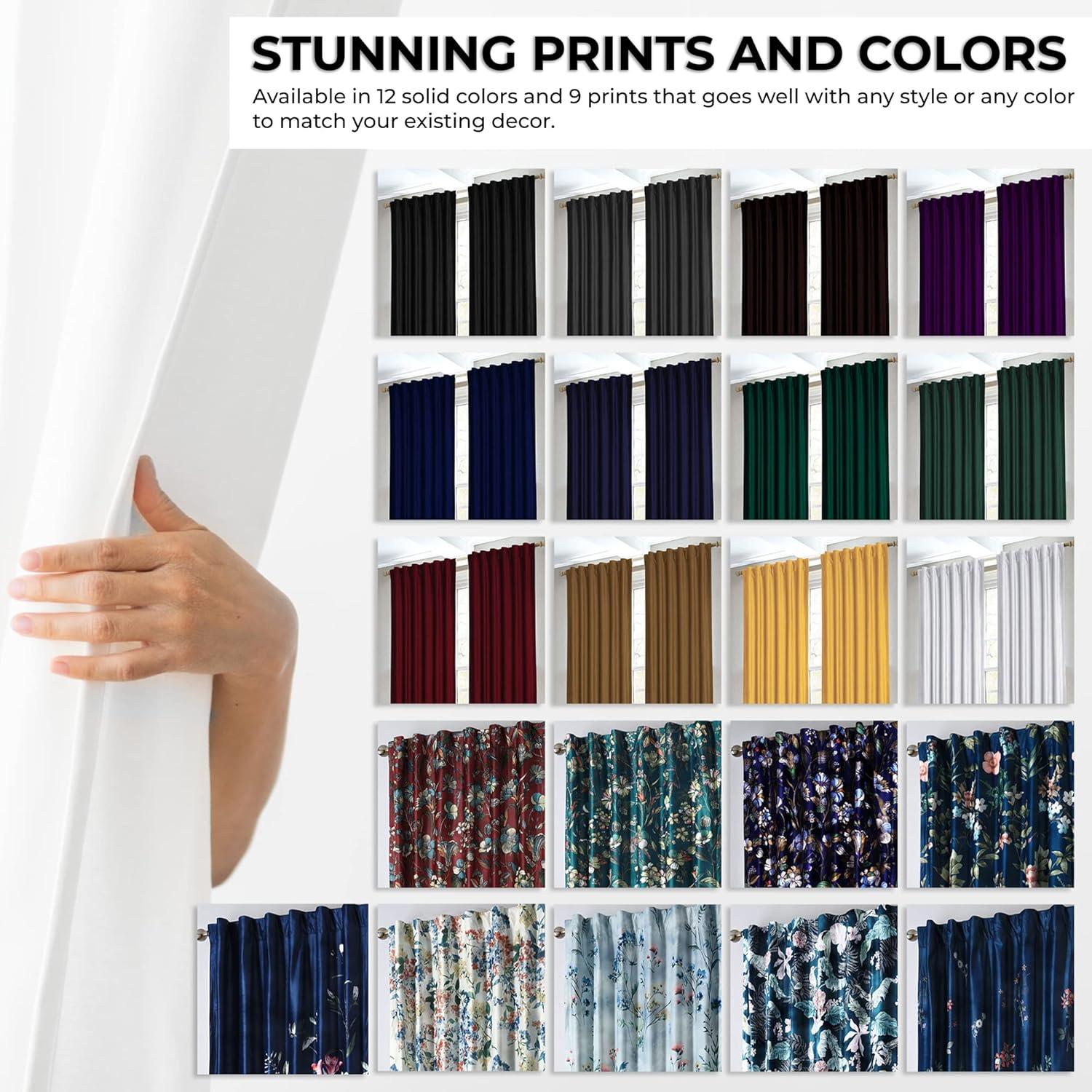 Tribeca Living Luxury Printed Velvet Room Darkening Window Curtains - 50 x 96-Inch, Pariza, 2 Panels (Rod Pocket/Back Tab) (PARIZACUR96)