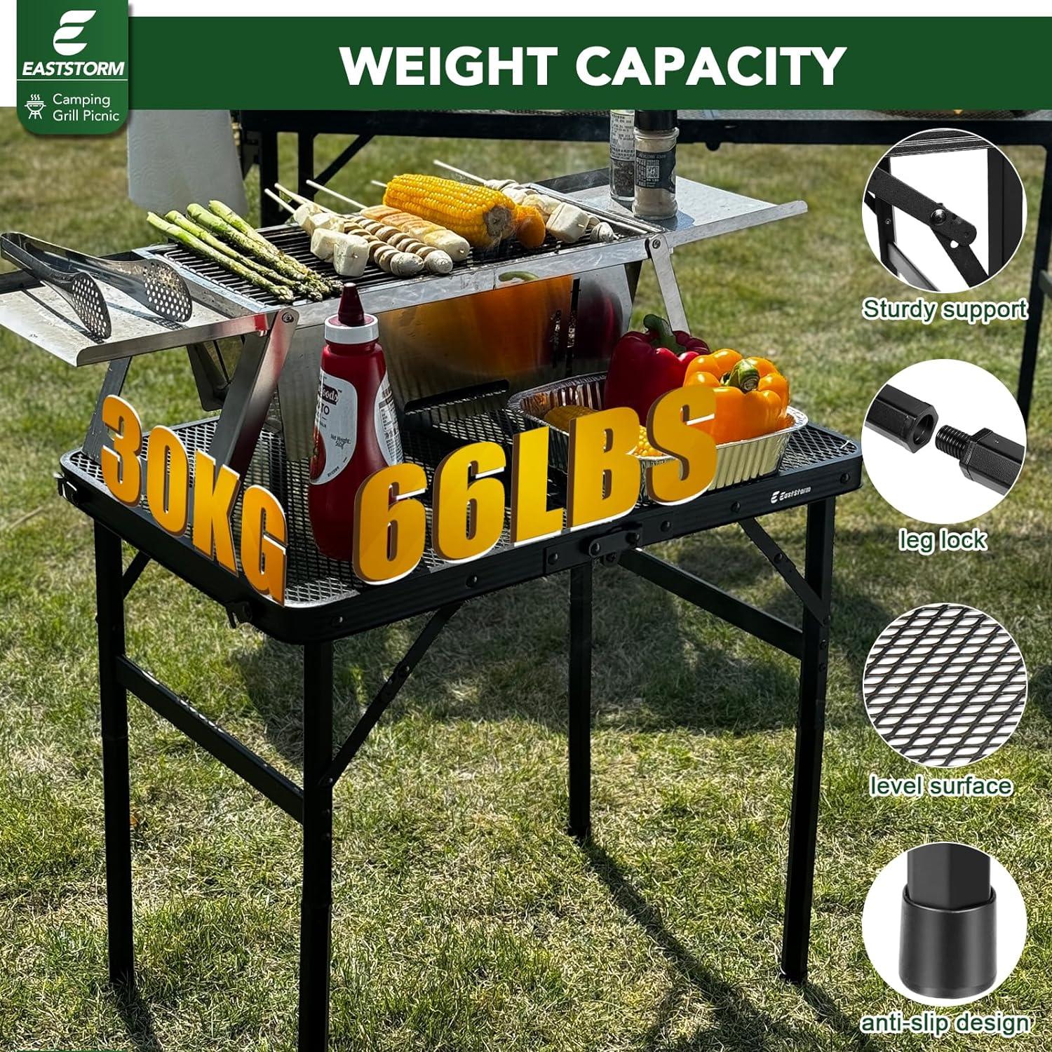 Compact Black Aluminum Folding Picnic Table with Mesh Design