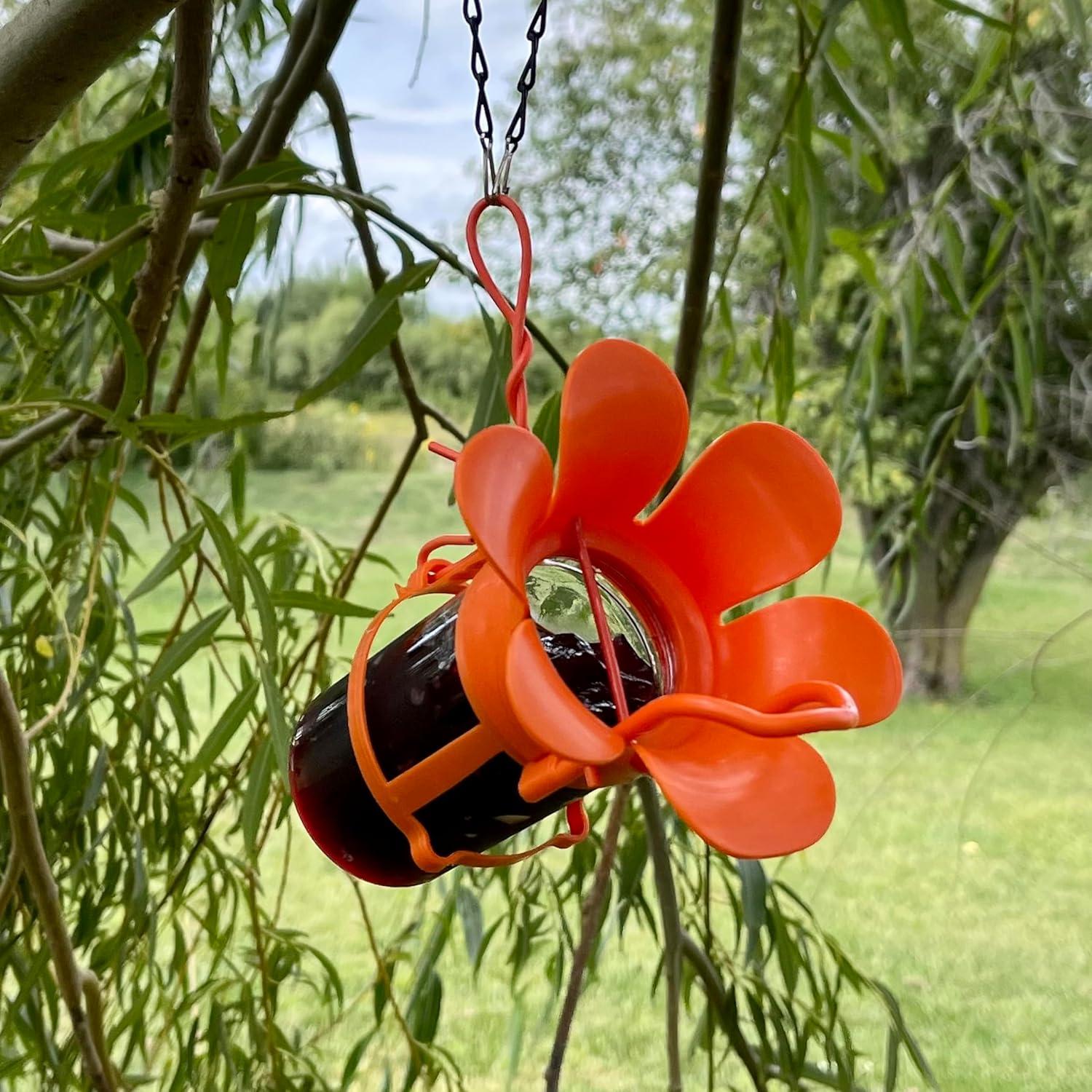 Songbird Essentials Grape Jelly Oriole Feeder, Fits Most 10-12oz Jelly Jars, Orange Plastic Bird Feeder