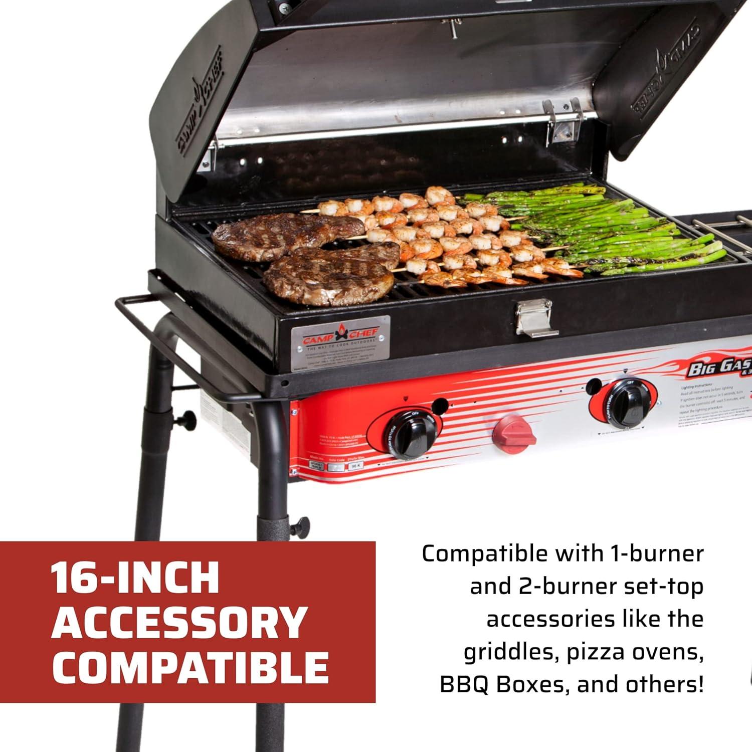 Camp Chef Big Gas Grill 16 Outdoor Stove with BBQ Box Accessory, SPG90B, 90,000 BTU Propane