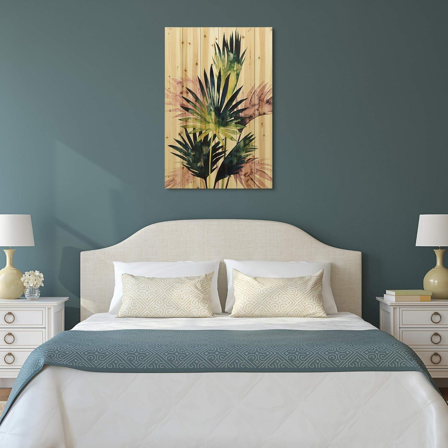 Twilight Palms Multicolor Fir Wood Wall Art Print