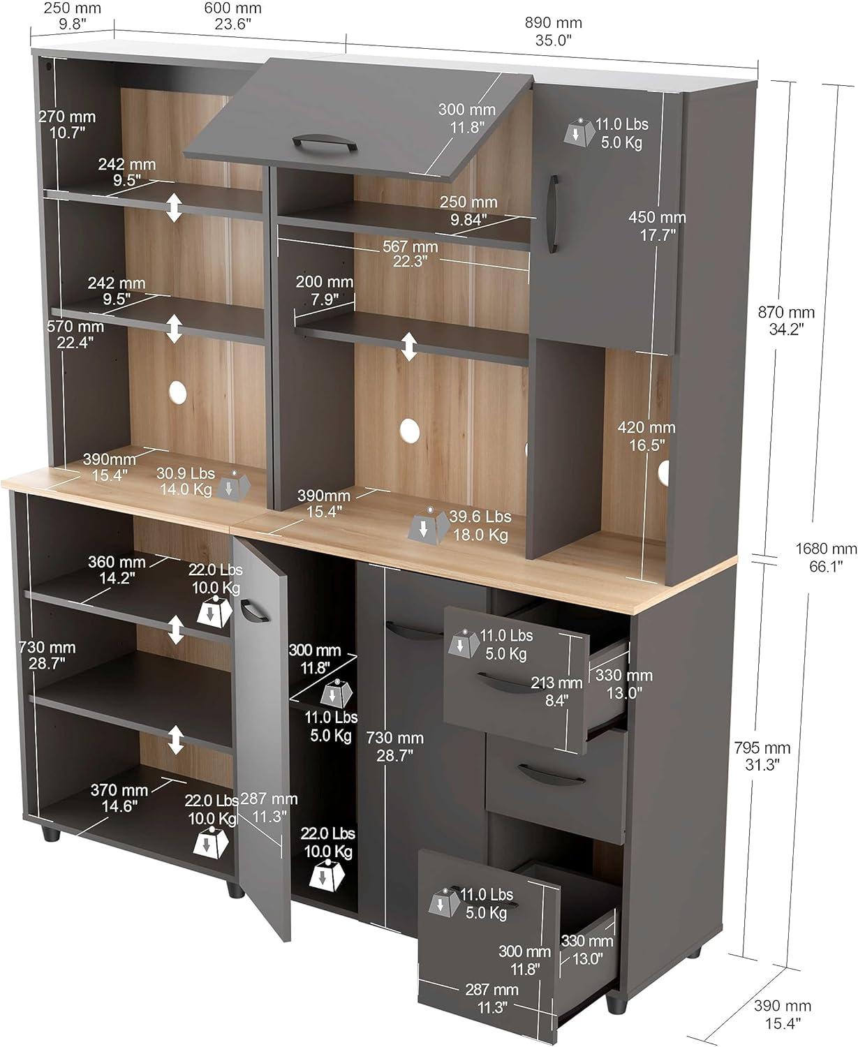 Inval Proforte 2-Piece 3-Drawer Garage Cabinet Set in Dark Gray and Maple