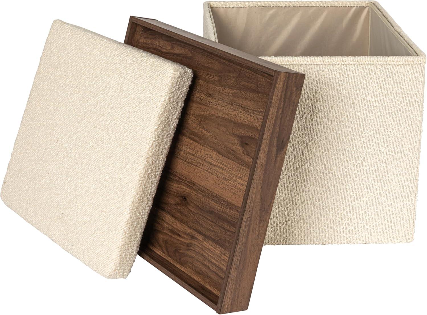 Household Essentials Versatile Boucle Ottoman With Hidden Storage