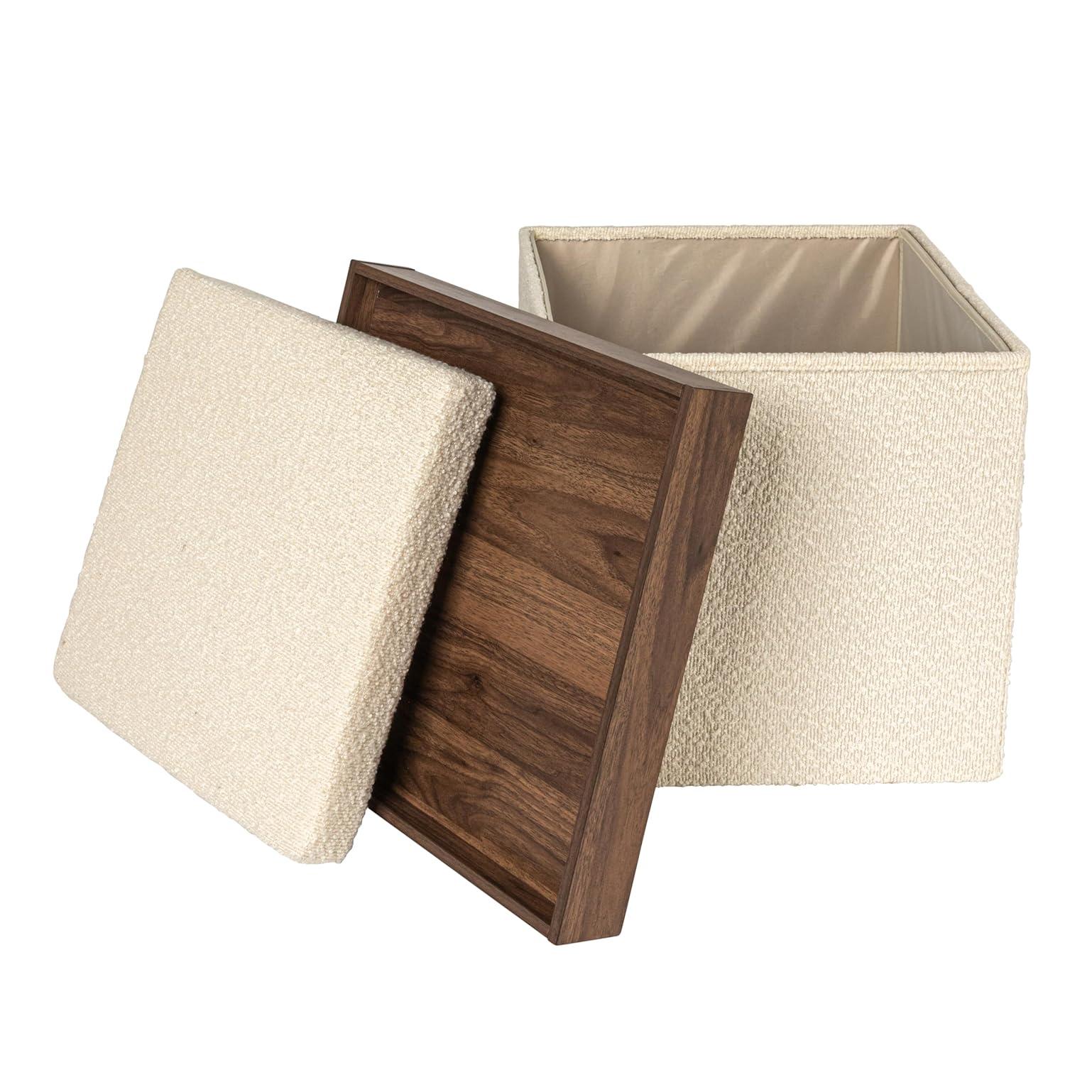 Household Essentials Versatile Boucle Ottoman With Hidden Storage