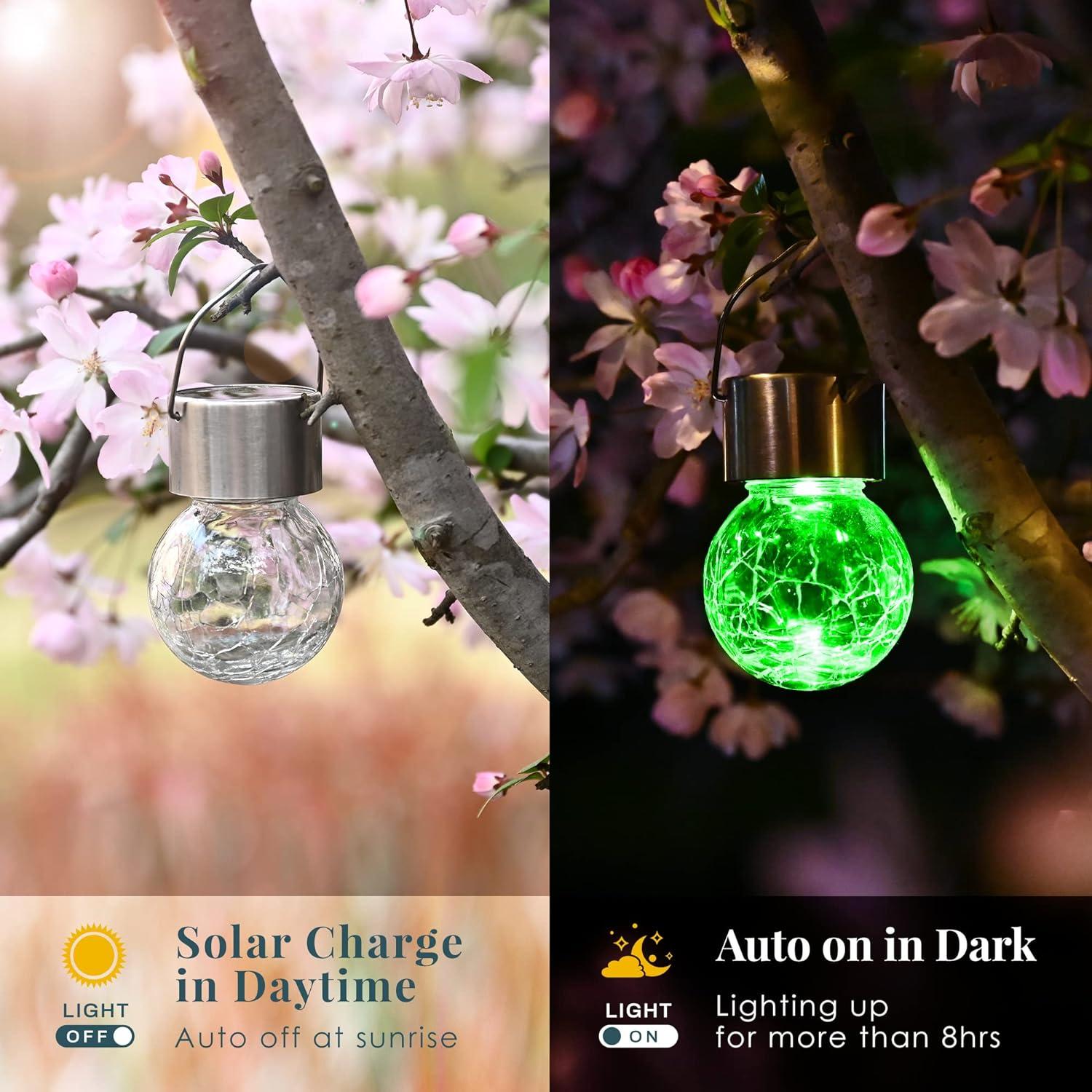 Solar Powered Color-Changing Glass Globe Christmas Lights