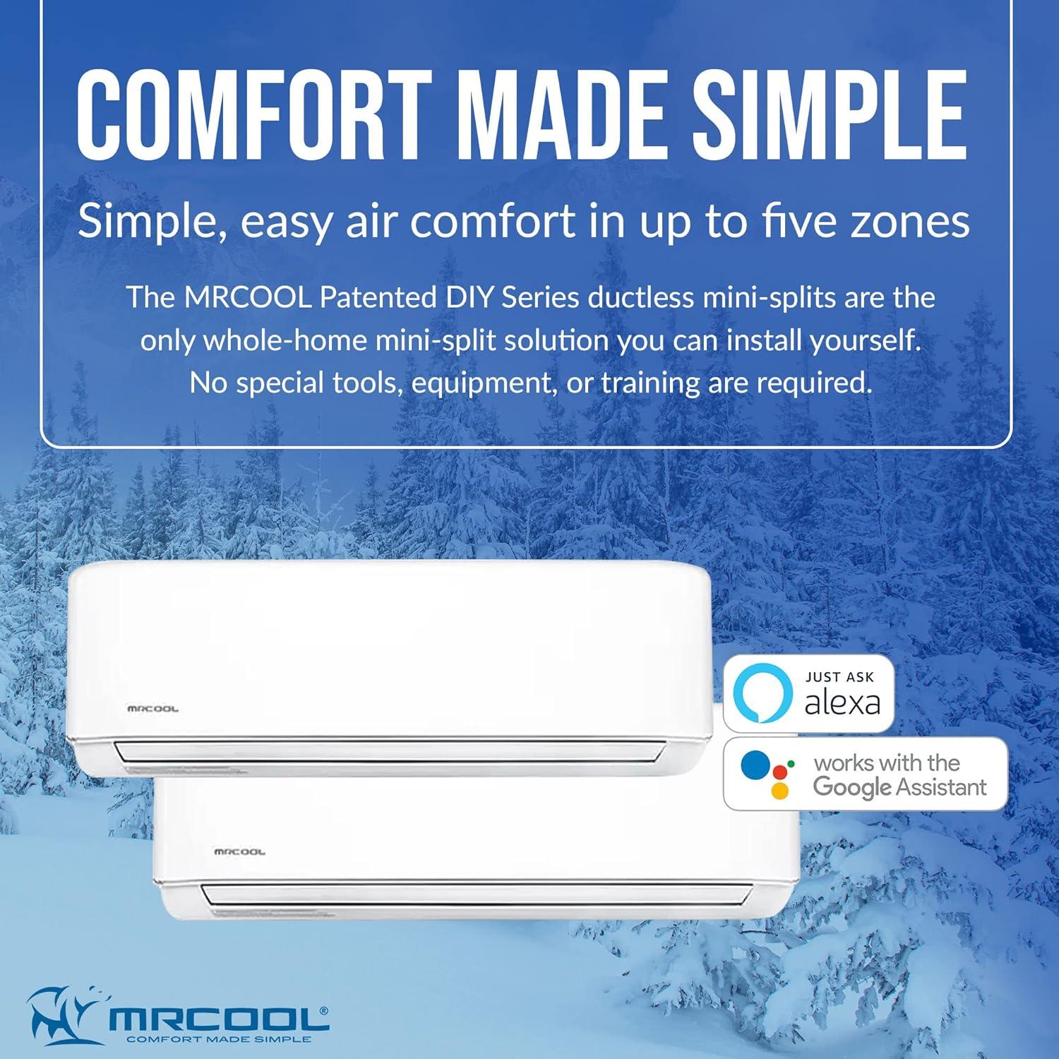 MRCOOL DIY Mini Split - 36,000 BTU 2 Zone Ductless Air Conditioner and Heat Pump with 25 ft. Install Kit, DIYM236HPW03C07