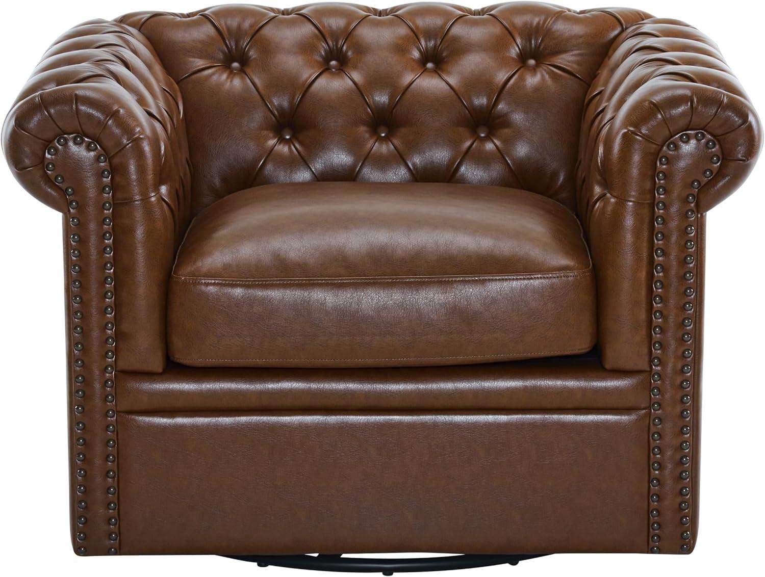 Christopher Knight Home Lawrence Chesterfield Upholstered Swivel Club Chair