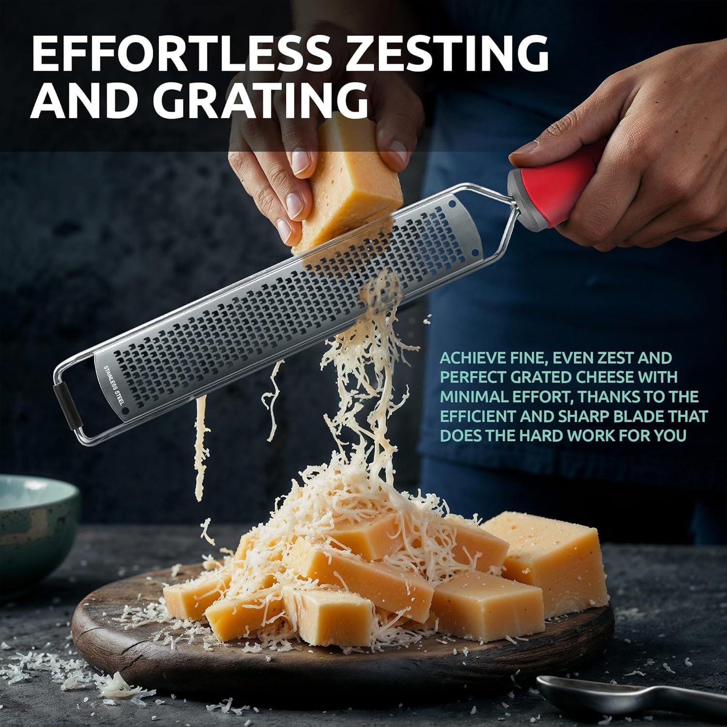 Premium Stainless Steel Rectangular Zester Grater with Handle