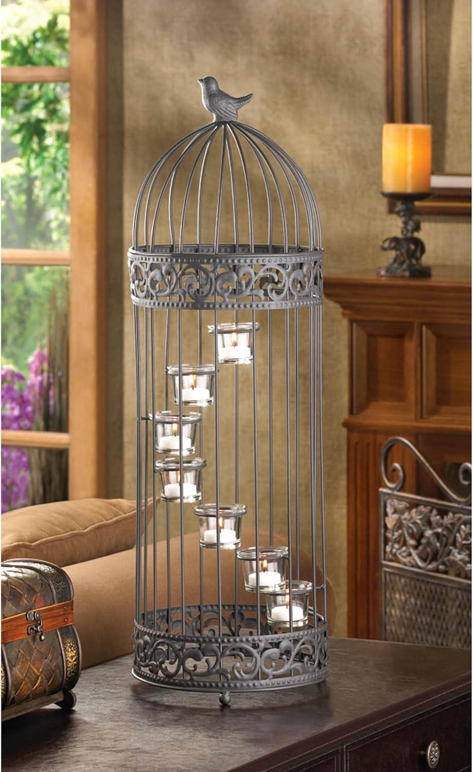 Spiral Staircase Tealight Holder with Birdcage Design