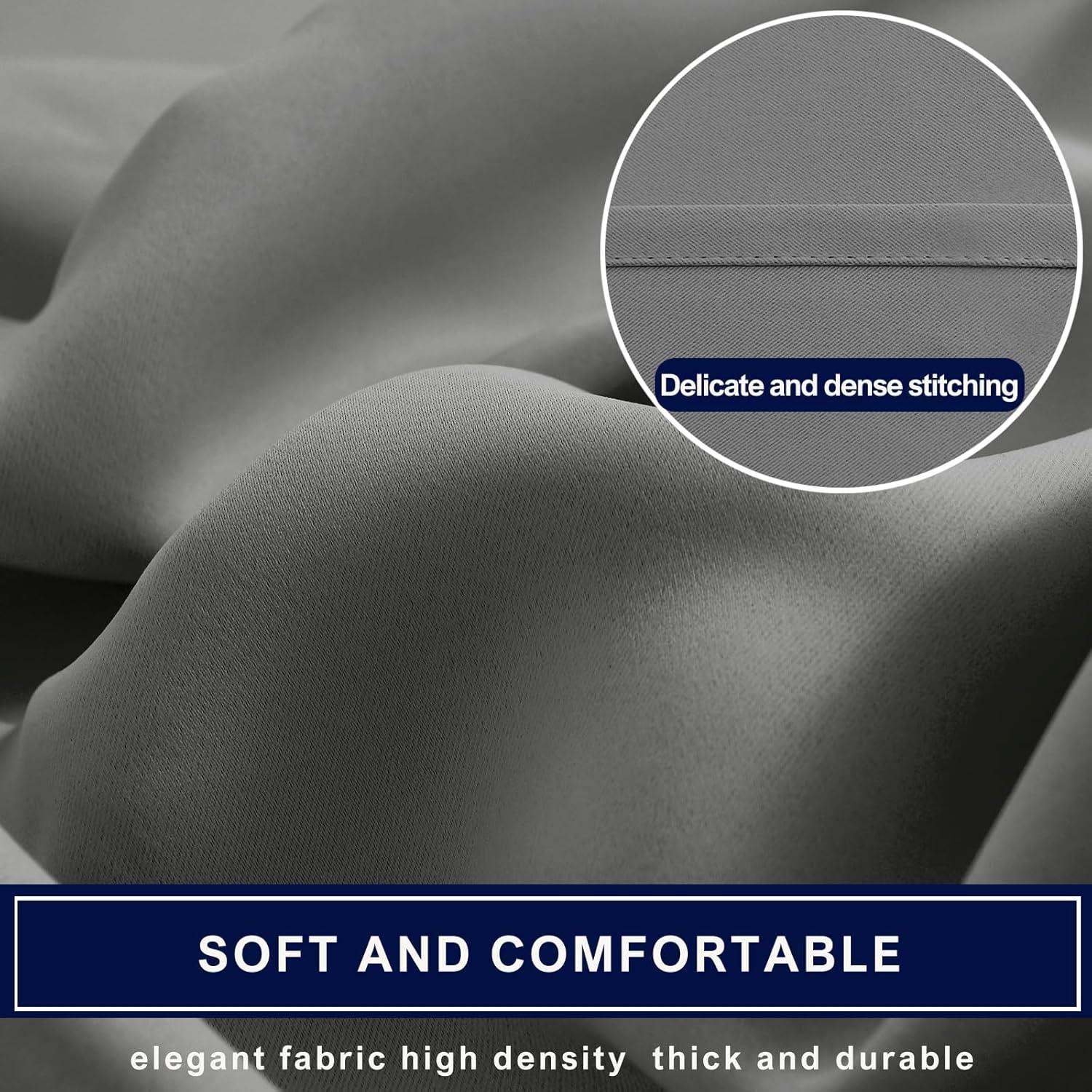 The Twillery Co.® Adona Thermal Insulated Bedroom Curtain Solid Color Room Darkening Blackout Grommet Heat Blocker Curtain Panels with White Liner