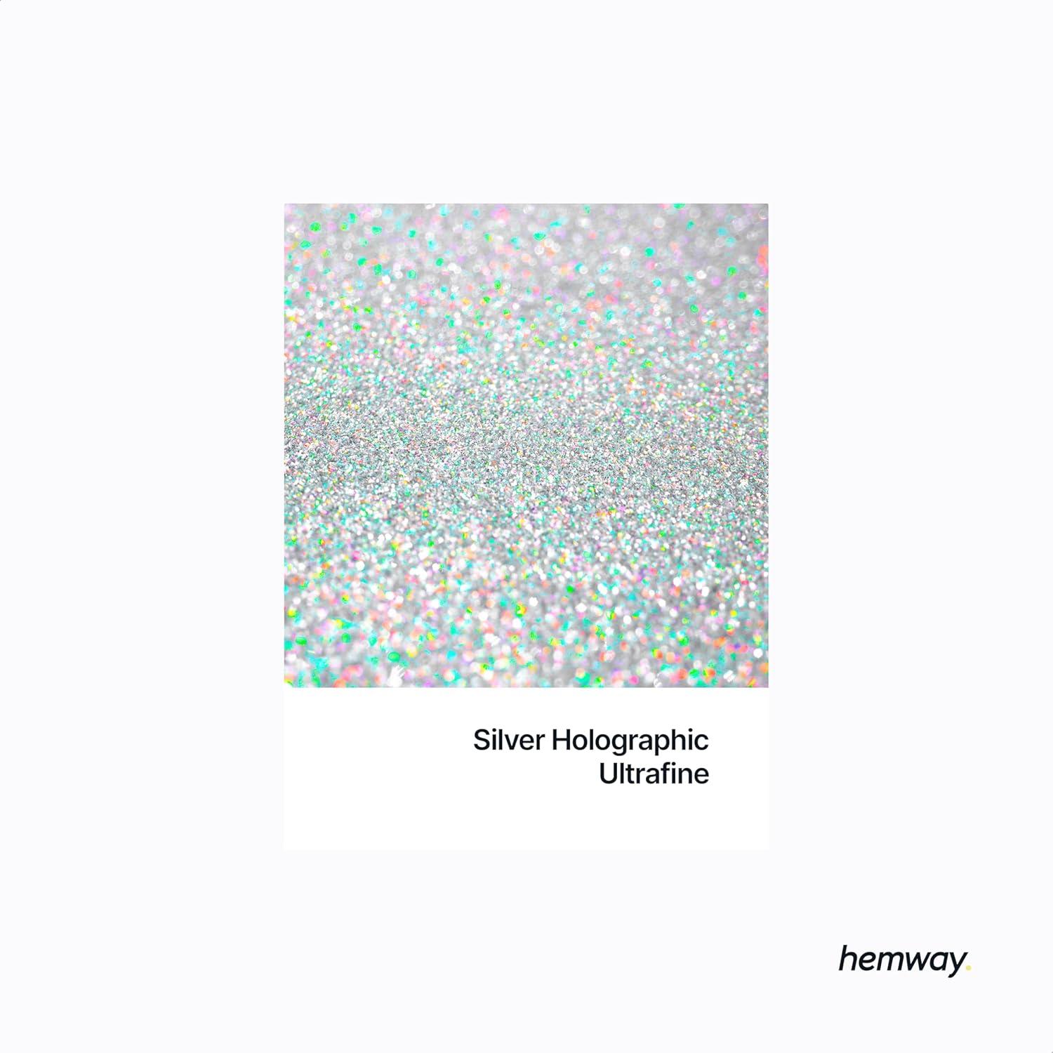Hemway Glitter Paint Additive Crystals for Acrylic Emulsion Paint, Interior & Exterior Walls, Wood, Varnish, Matt, Gloss, Furniture 100g / 3.5oz - Ultrafine (1/128" 0.008" 0.2mm) - Silver