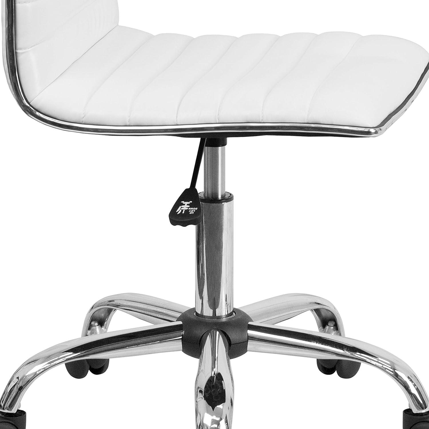 Flash Furniture Low Back Designer Armless White Ribbed Swivel Task Office Chair